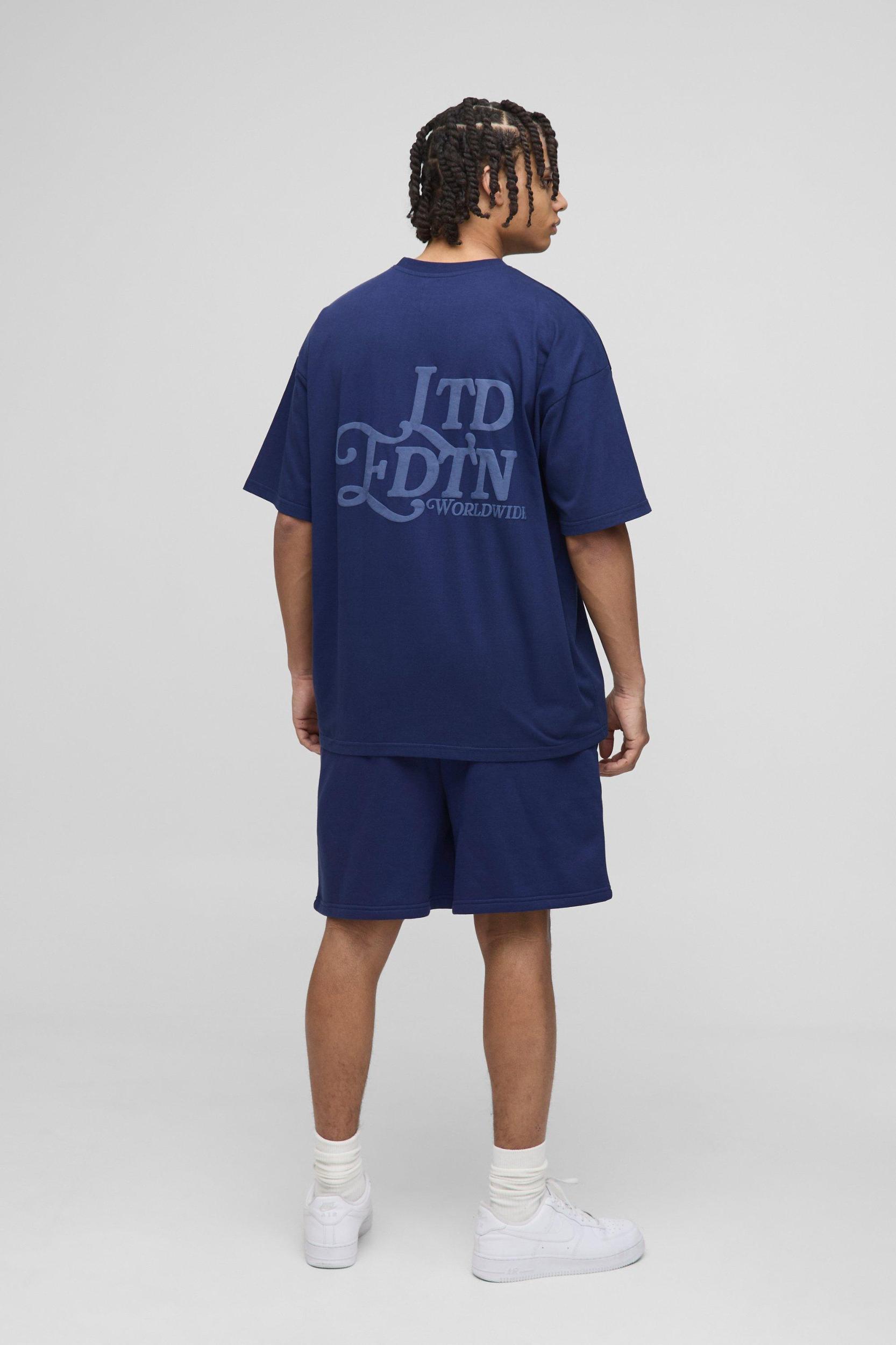 Oversized LTD EDTN Puff Print Shorts Set | boohooMAN USA Product Image