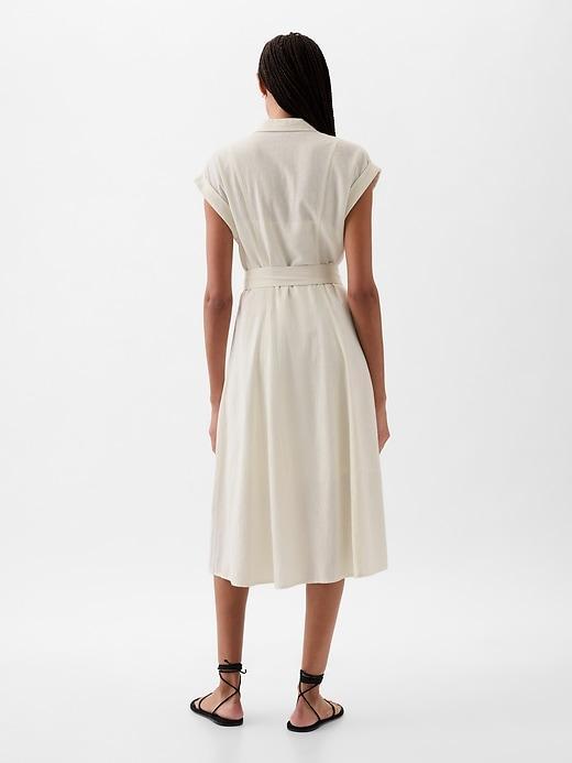 Linen-Blend Midi Shirtdress Product Image