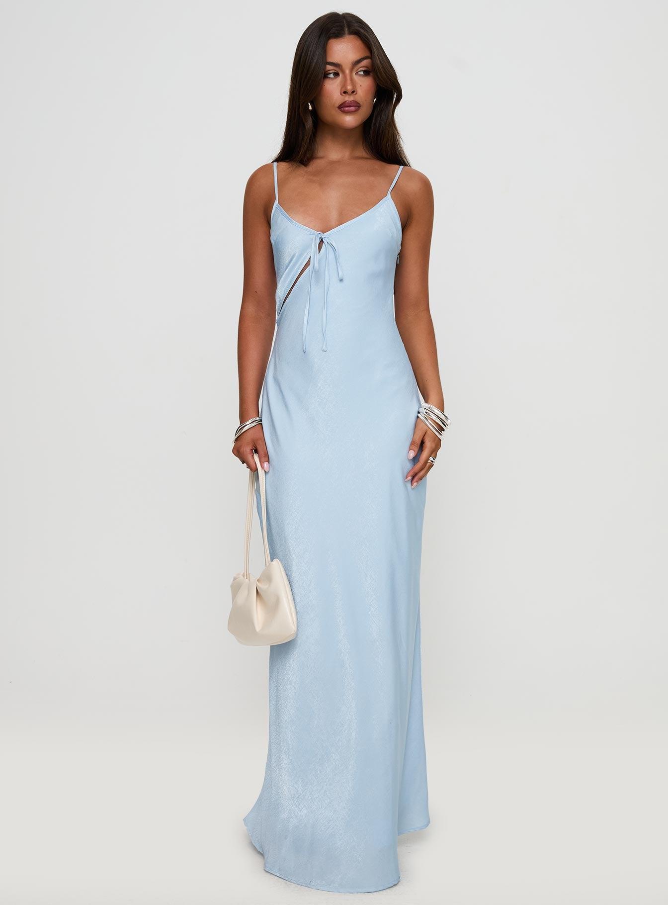 Linger Bias Cut Maxi Dress Blue Product Image