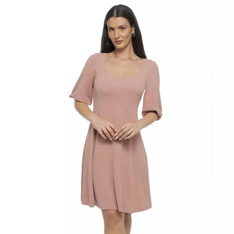 Women's Tash + Sophie Lurex Scoopneck Fit & Flare Dress, Size: XS, Blush Product Image