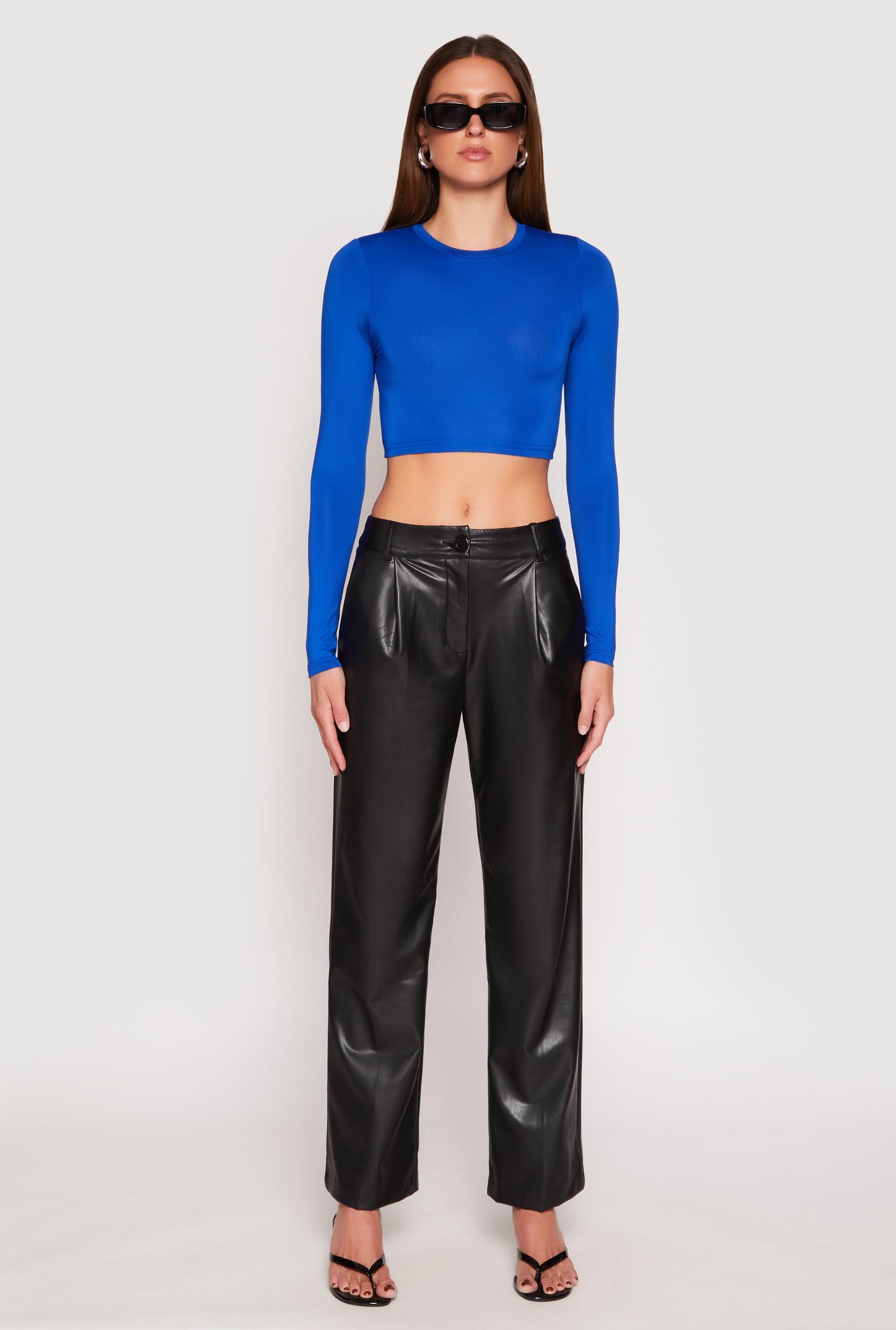 Womens Daisy Long Sleeve High Neck Crop Top Product Image