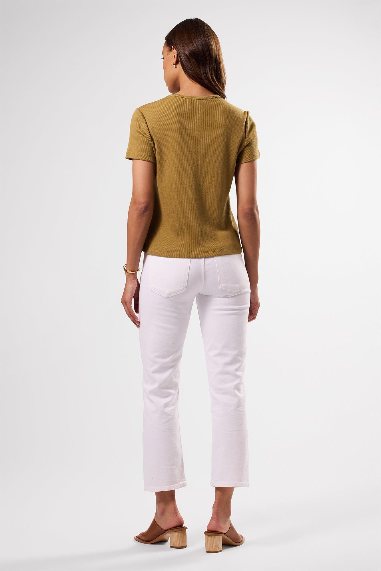Eleanor Organic Cotton Modal Rib Tee - Elm Product Image