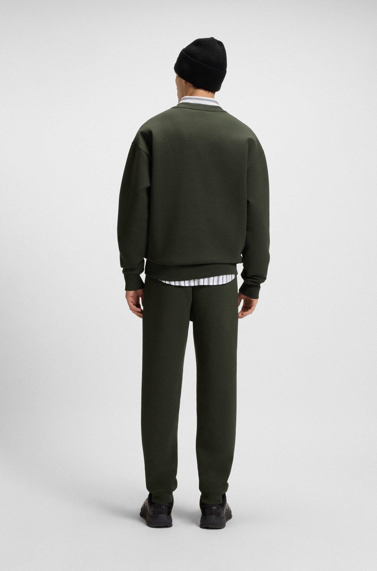 HUGO - Sweatshirt with stacked-logo badge - Dark Green Product Image