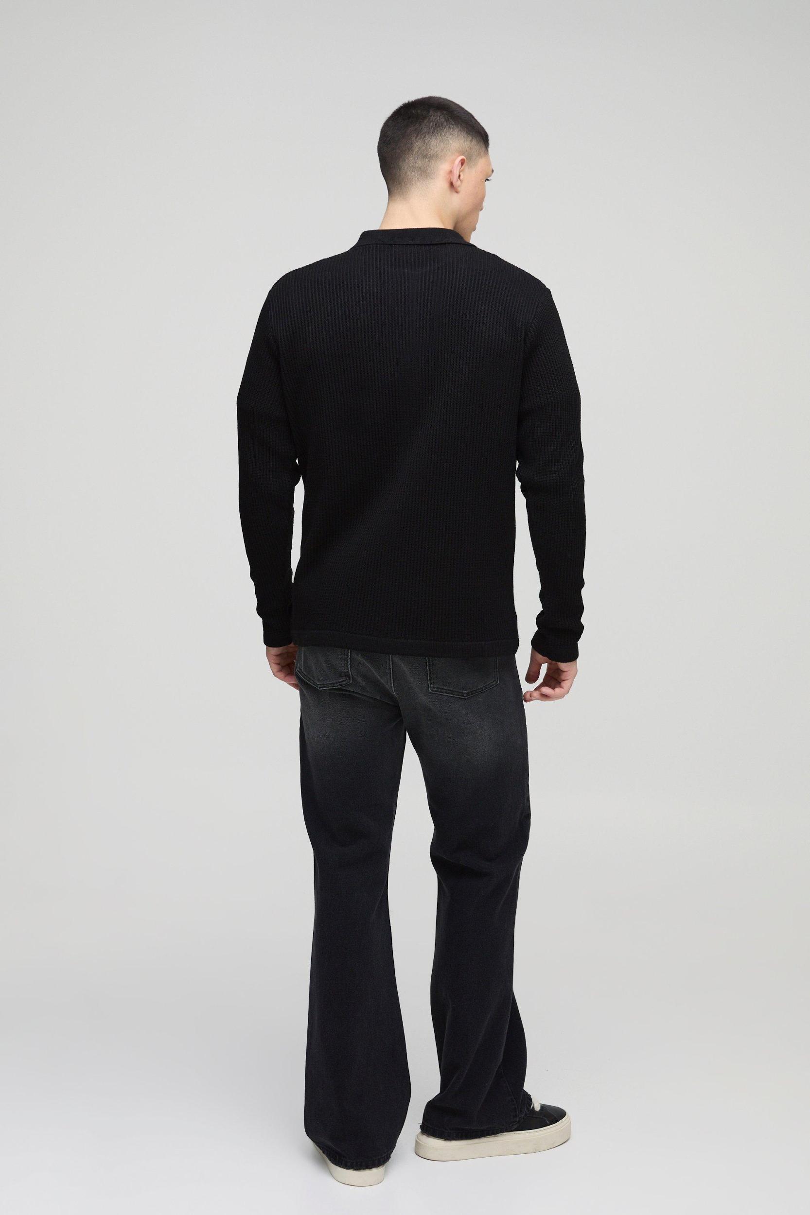 Regular Collared Knitted Shirt | boohooMAN USA Product Image