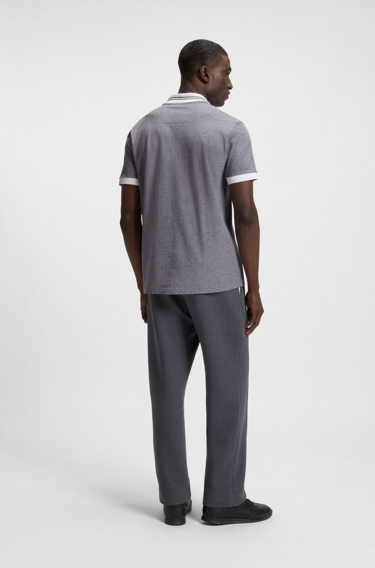 BOSS - Cotton-piqué polo shirt with dot print - White Product Image