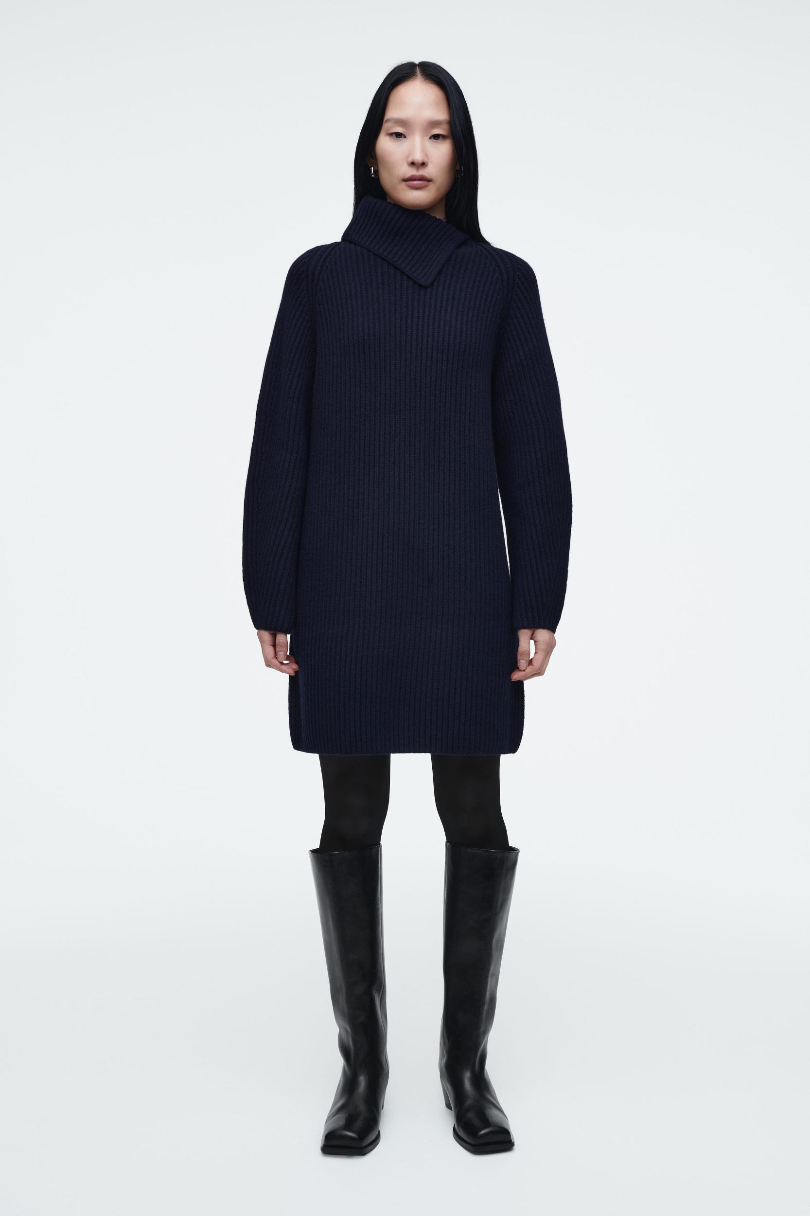 WRAP-COLLAR WOOL DRESS Product Image