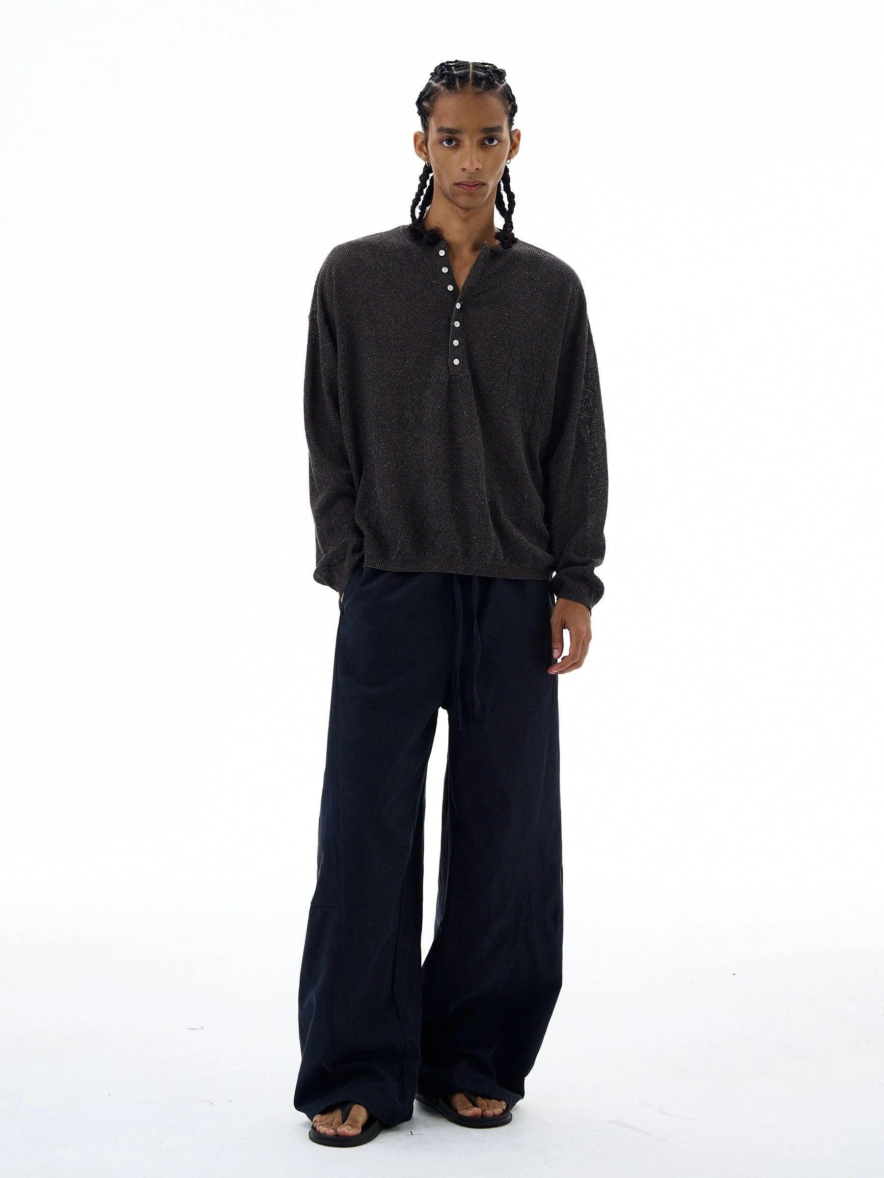 RT No. 19530 LINEN LAZY STRAIGHT PANTS Product Image