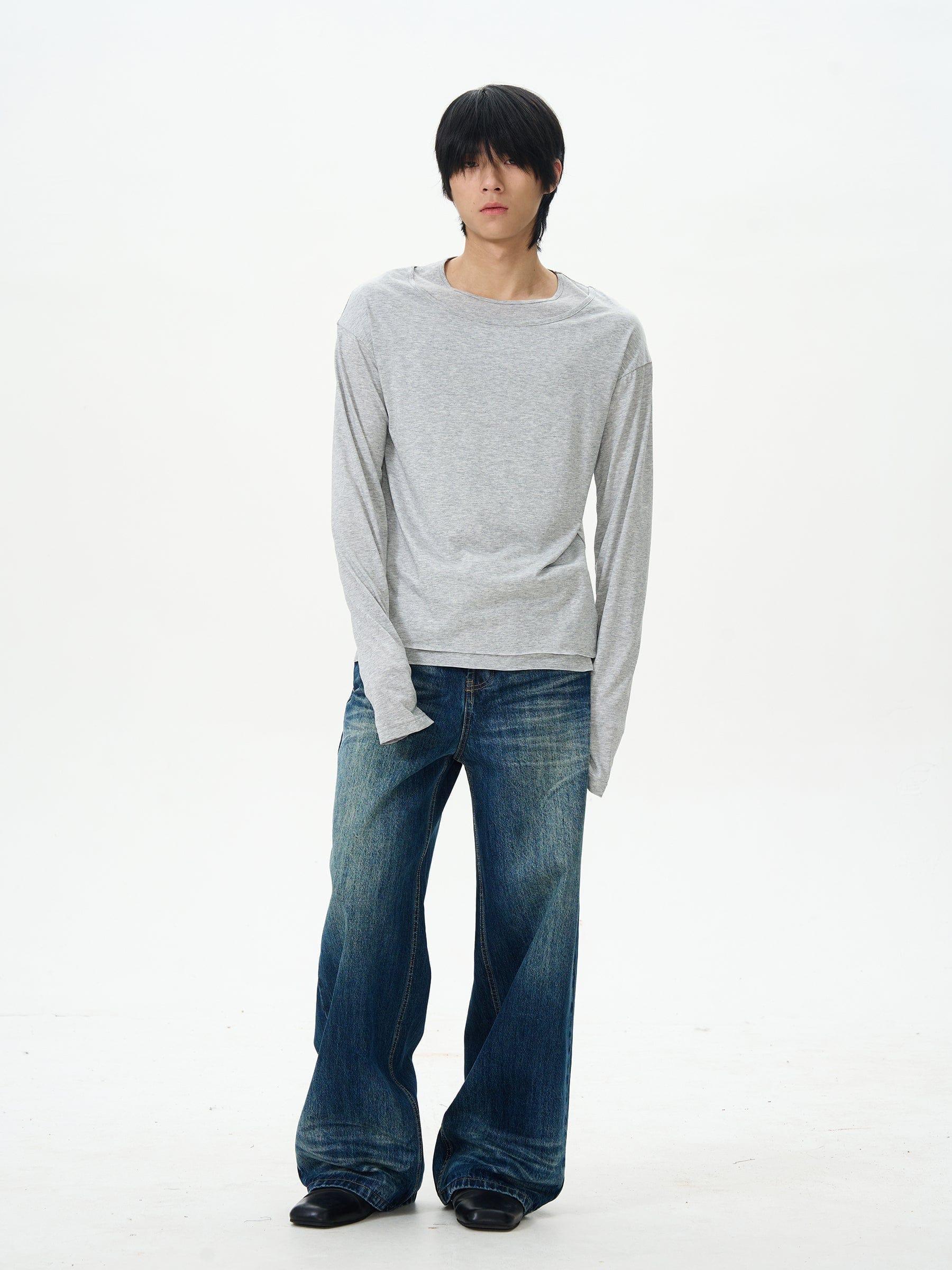 RT No. 12571 DARK BLUE WHISKER WASH DENIM JEANS Product Image