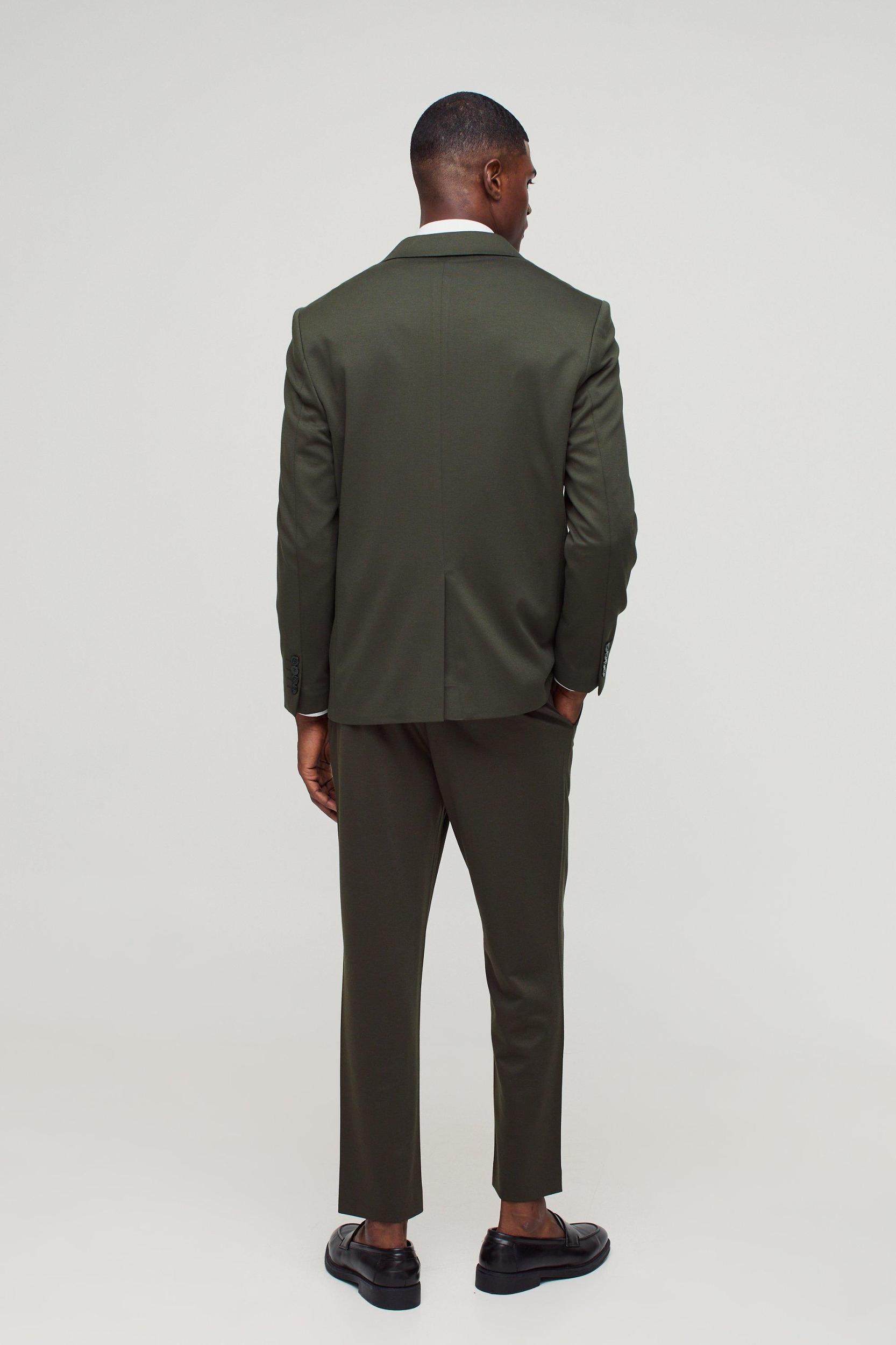 Fixed Waist Jersey Tapered Tailored Pants | boohooMAN USA Product Image