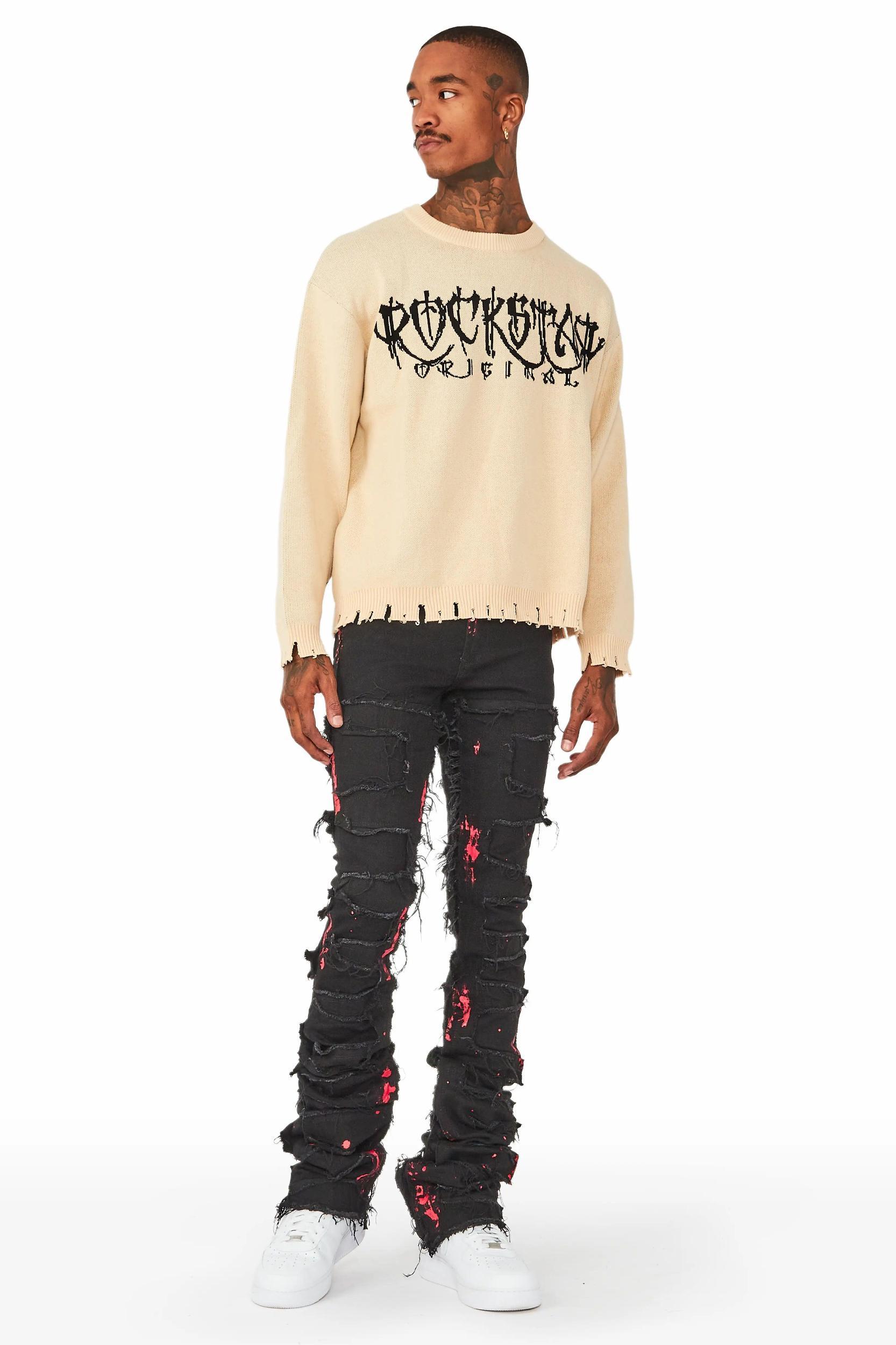 Kaleb Beige Knit Sweater Male Product Image