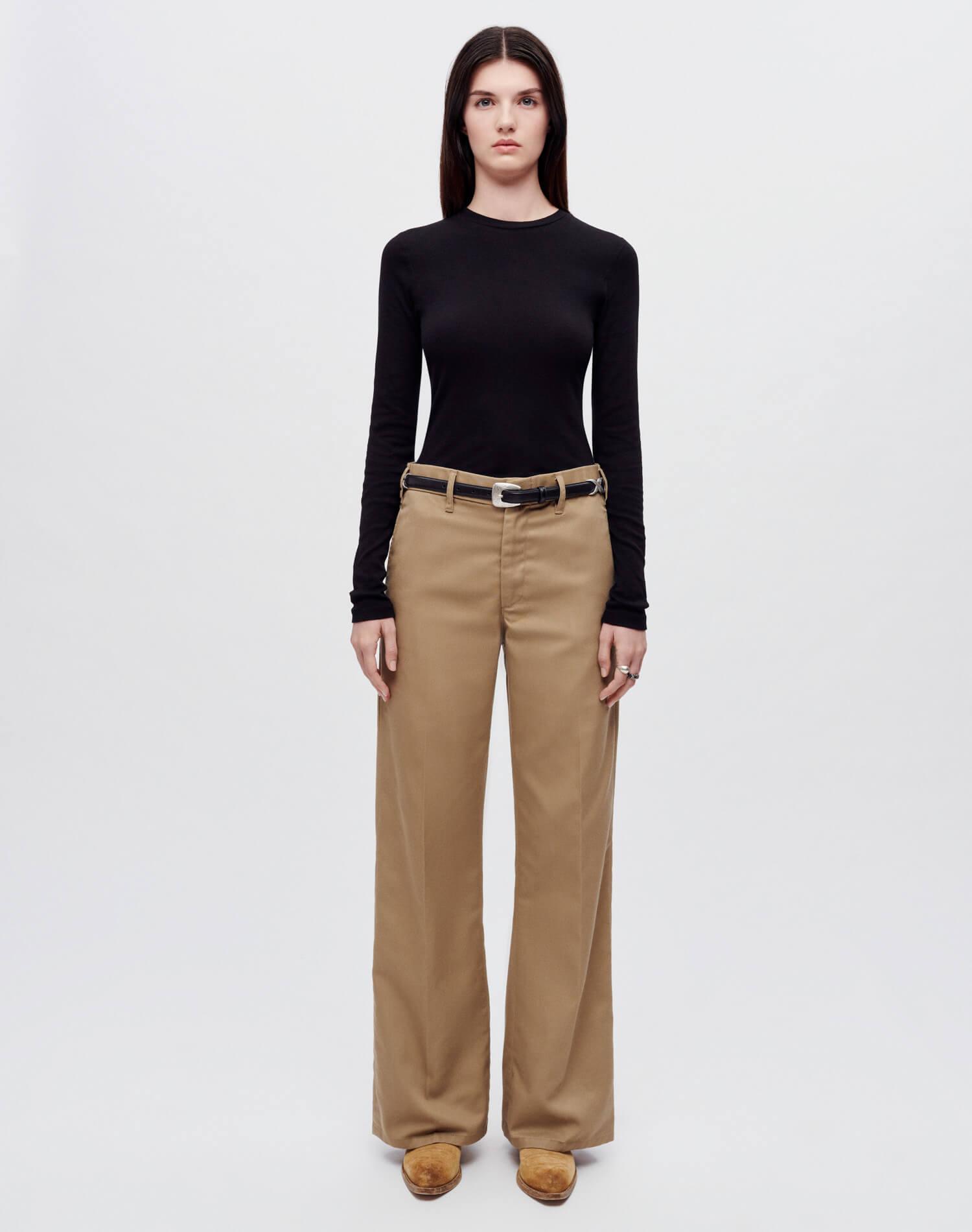 Super Wide Leg Trouser - Khaki Product Image