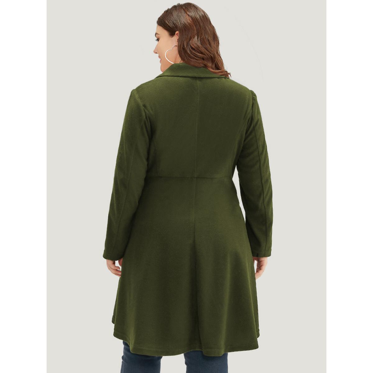 Plus Size Solid Lapel Collar Double Breasted Coat Women Burgundy Office Plain Ladies Work Winter Coats BloomChic 14-16/1X Product Image