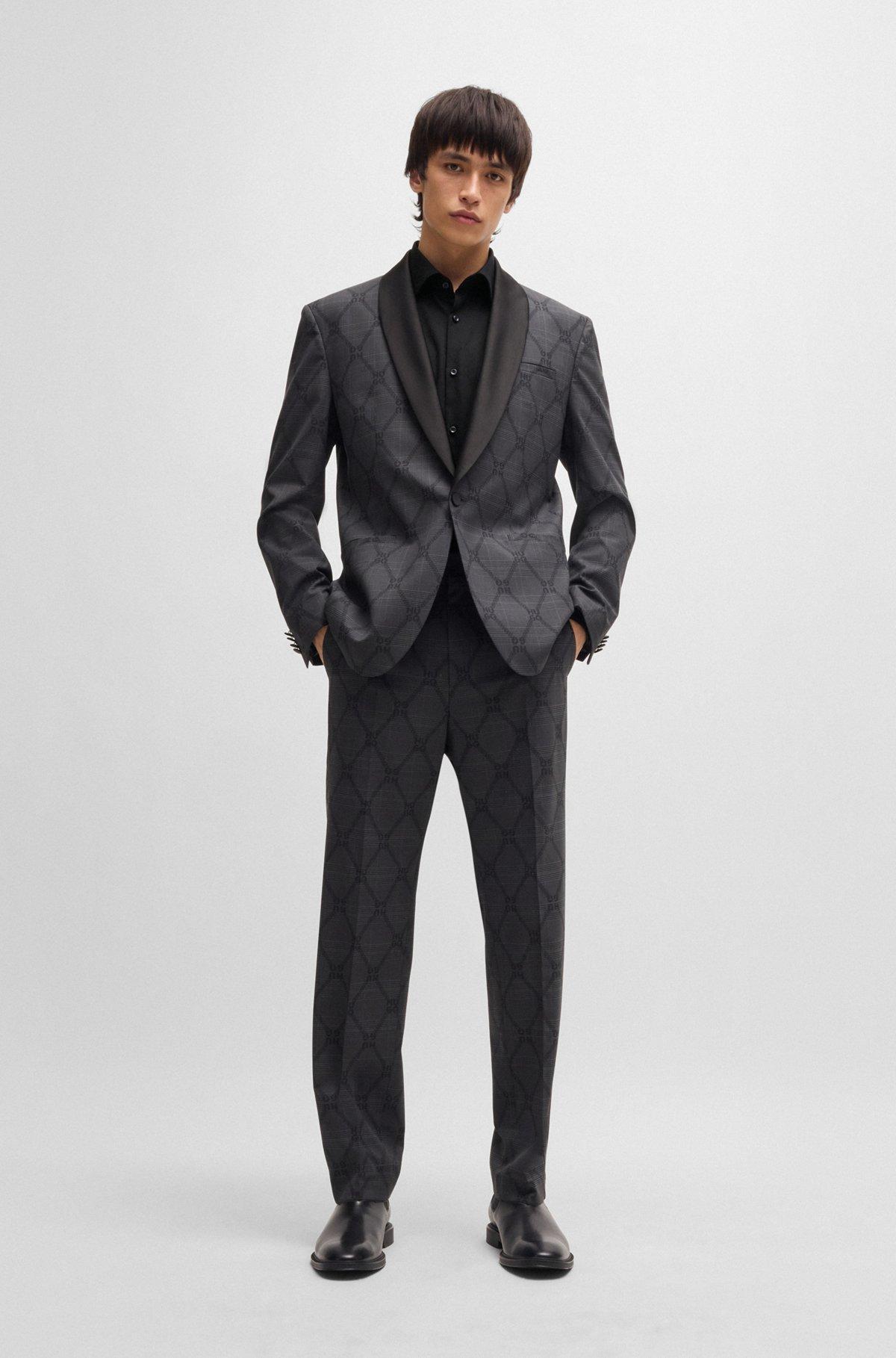 Slim-fit shirt in logo-chain cotton jacquard Product Image