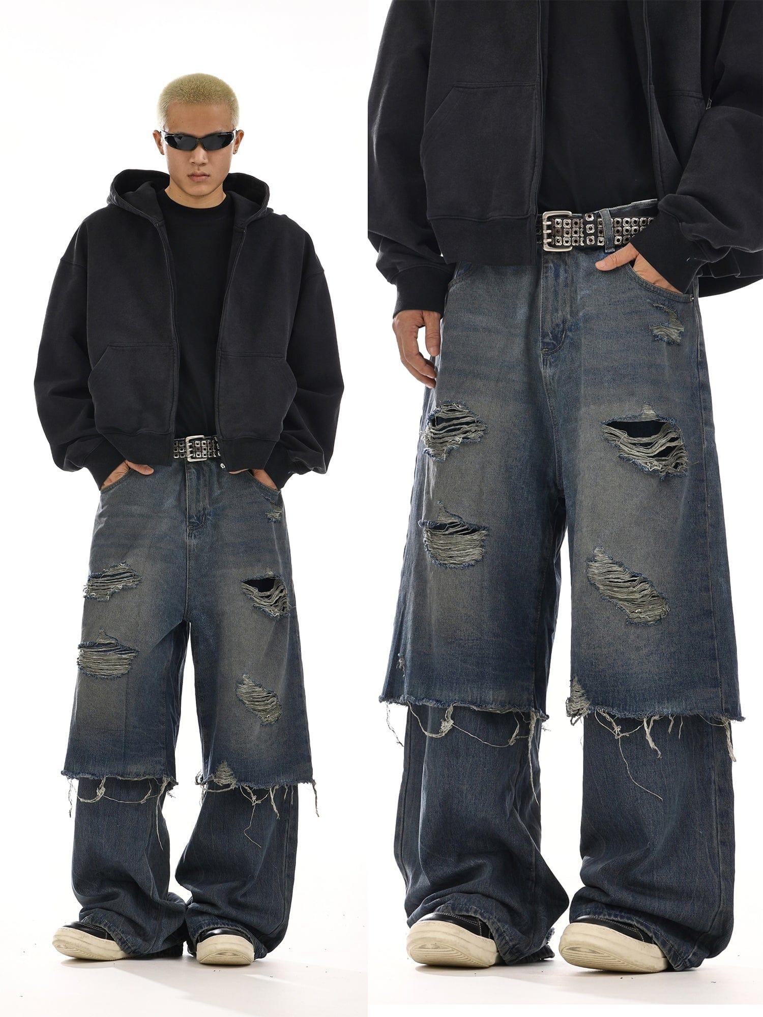 RT No. 12535 DISTRESSED BLUE DENIM JEANS Product Image