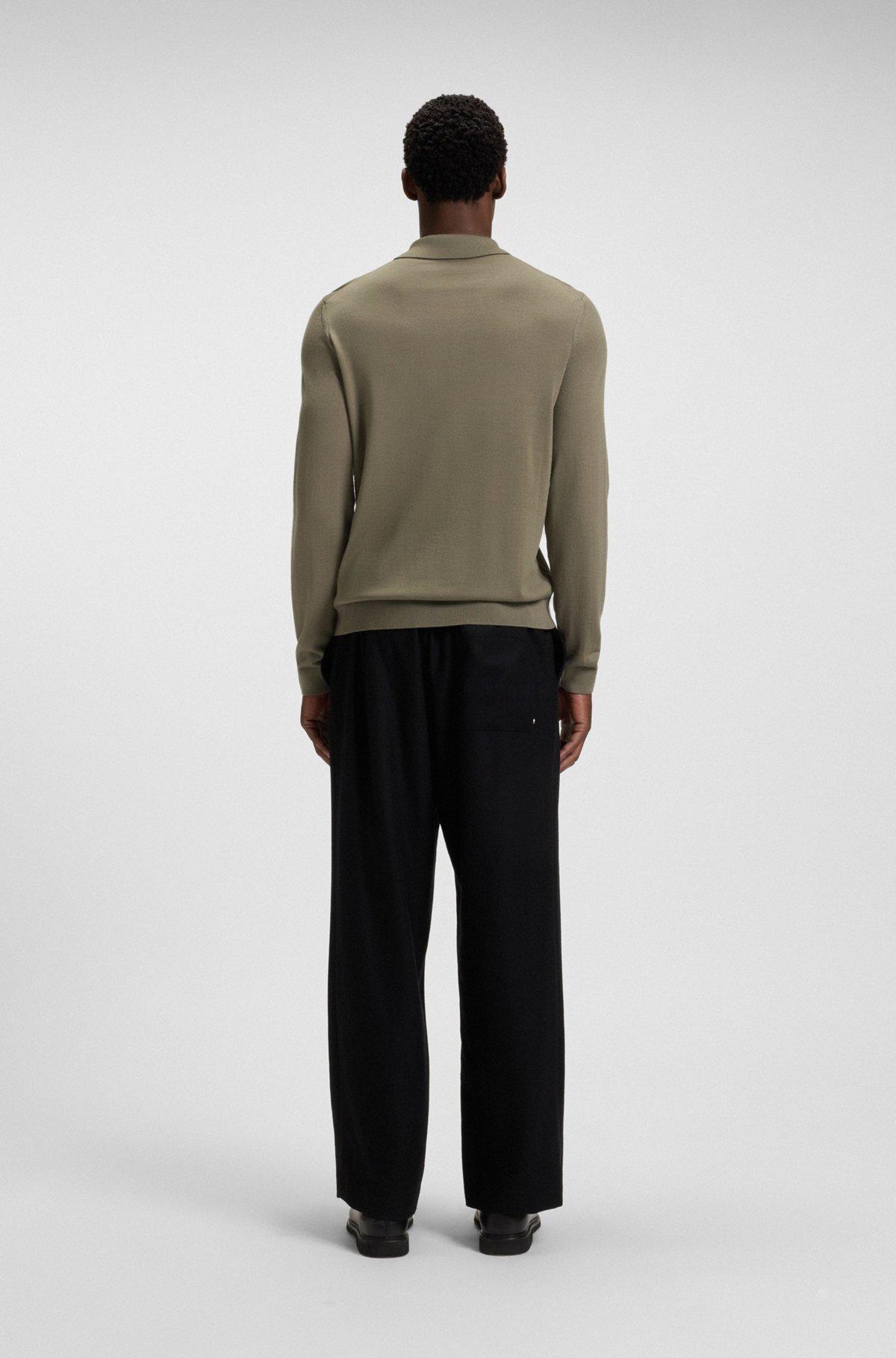 Regular-fit knit polo in virgin wool Product Image