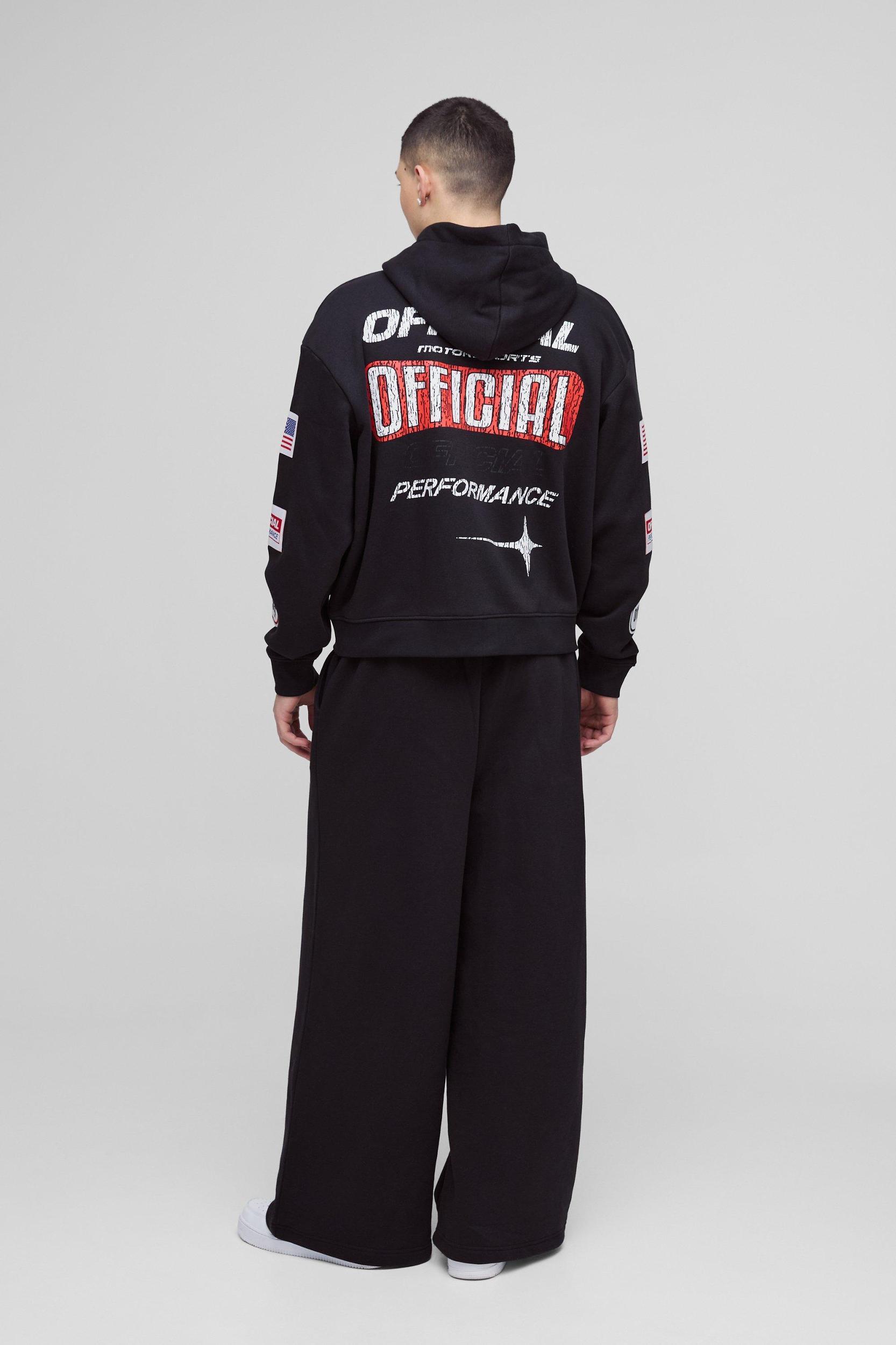 Extreme Wide Leg Moto Print Sweatpants | boohooMAN USA Product Image