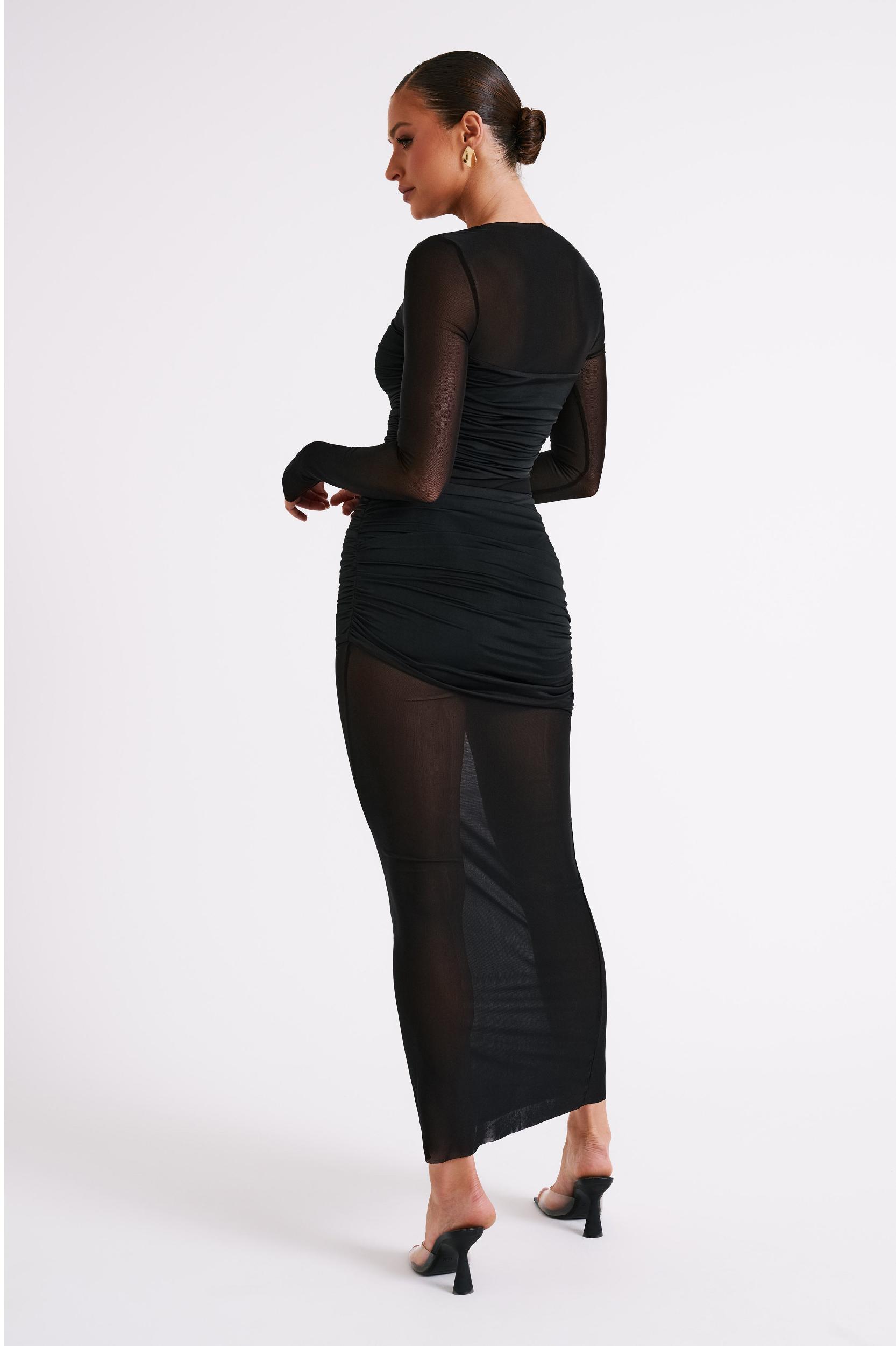 Kate Mesh And Nylon Maxi Dress - Black Product Image