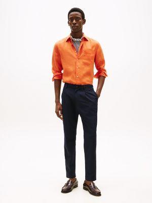 Regular Fit Piece-Dyed Linen Shirt Product Image