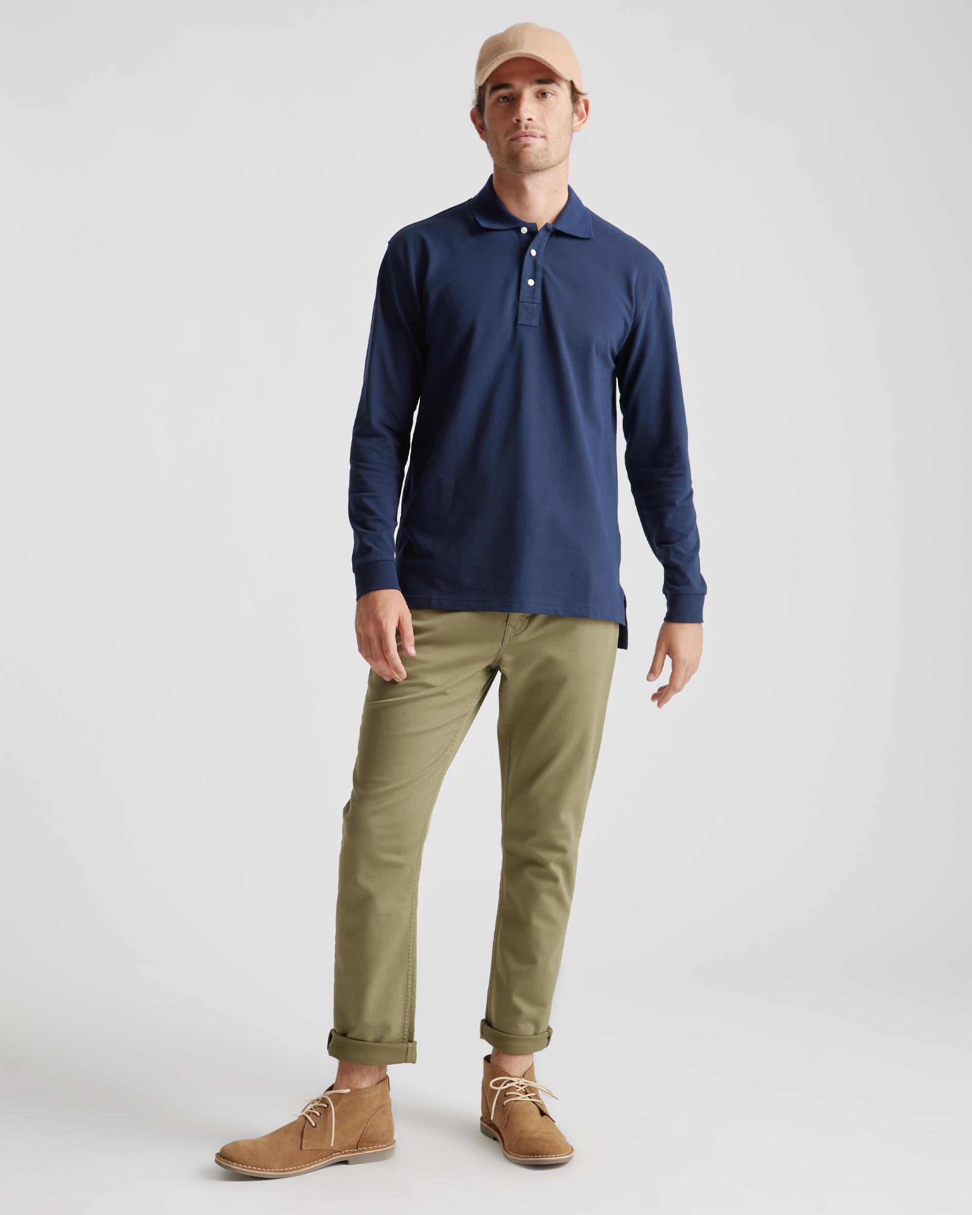 Quince | Men's Long Sleeve Pique Polo Size XL, Organic Cotton Product Image