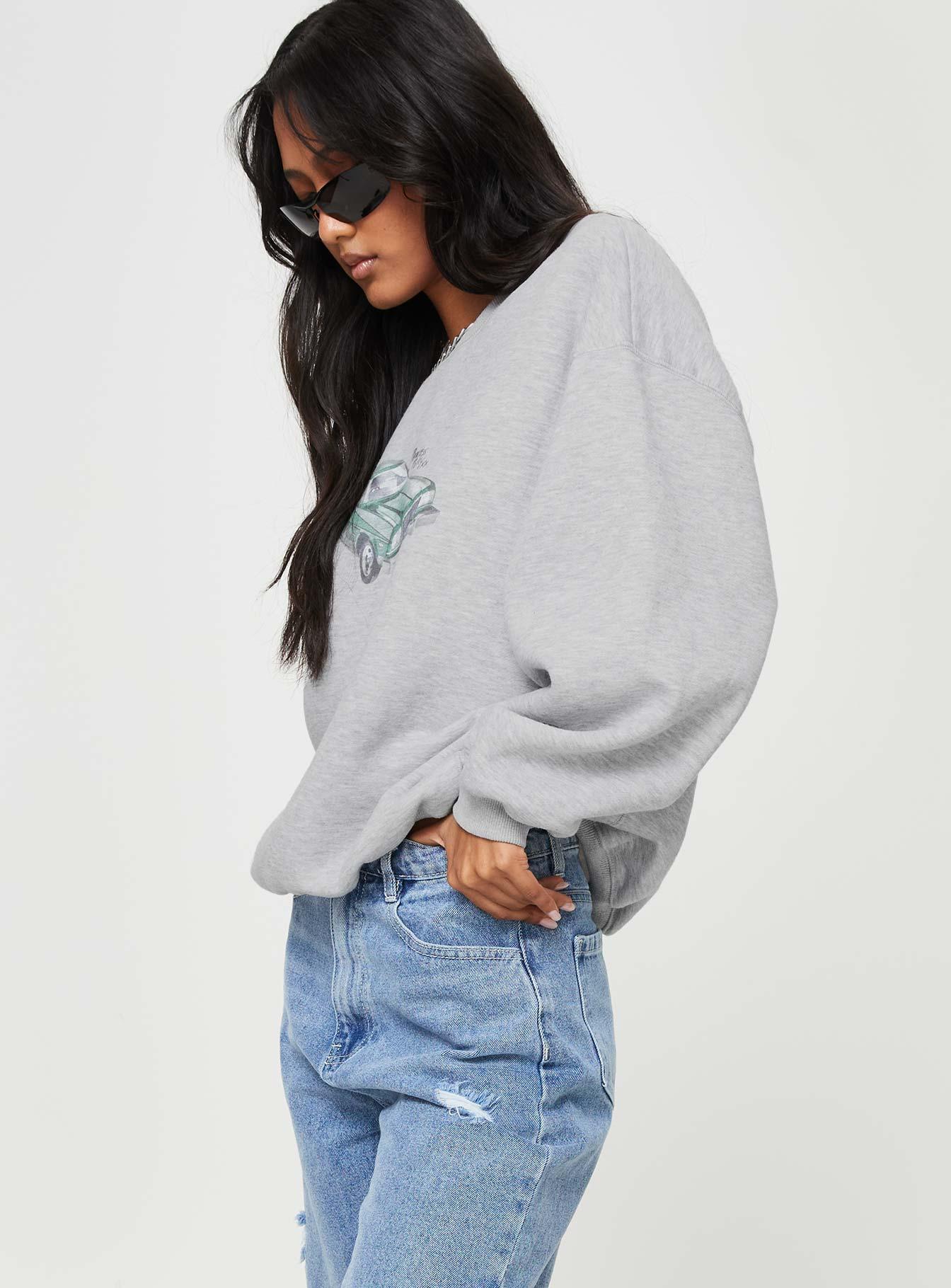 Retro Car Crew Neck Sweatshirt Grey Marle Product Image