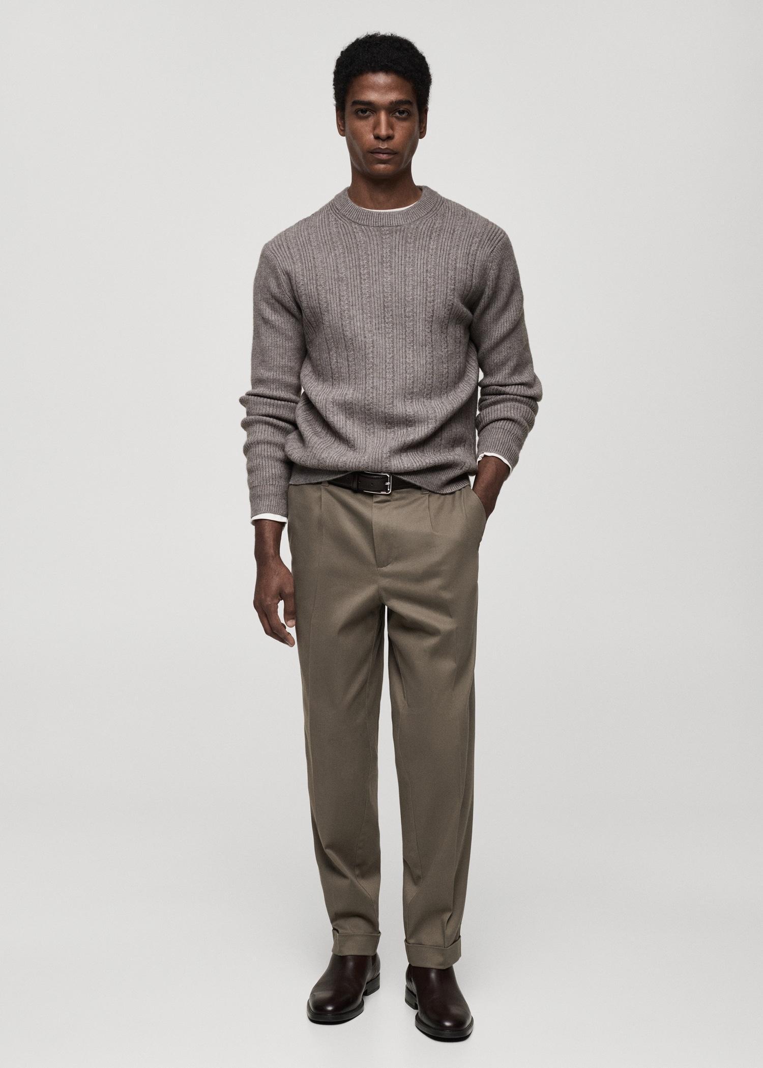 Combined knitted sweater - Men | MANGO USA Product Image