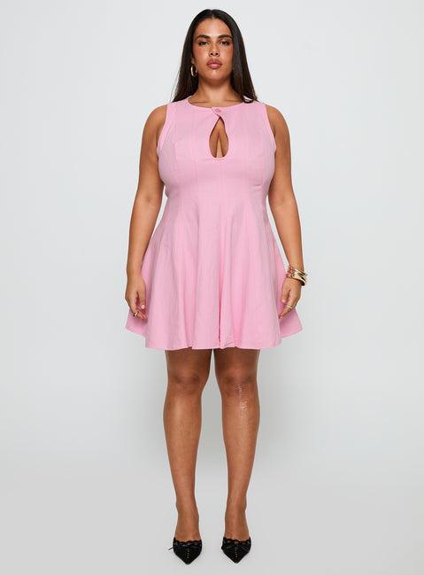 Precedence Keyhole Mini Dress Pink Curve Product Image