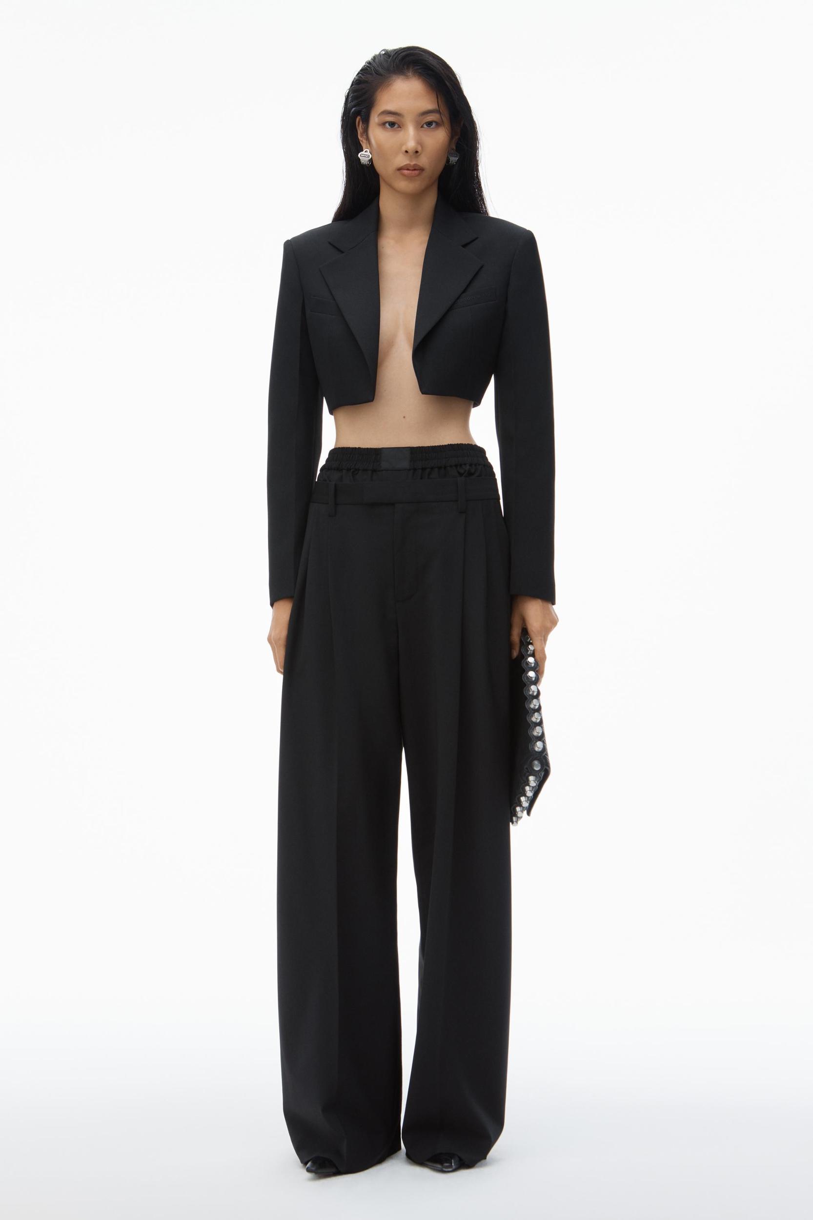 Cropped Tuxedo Blazer In Wool Tailoring Product Image