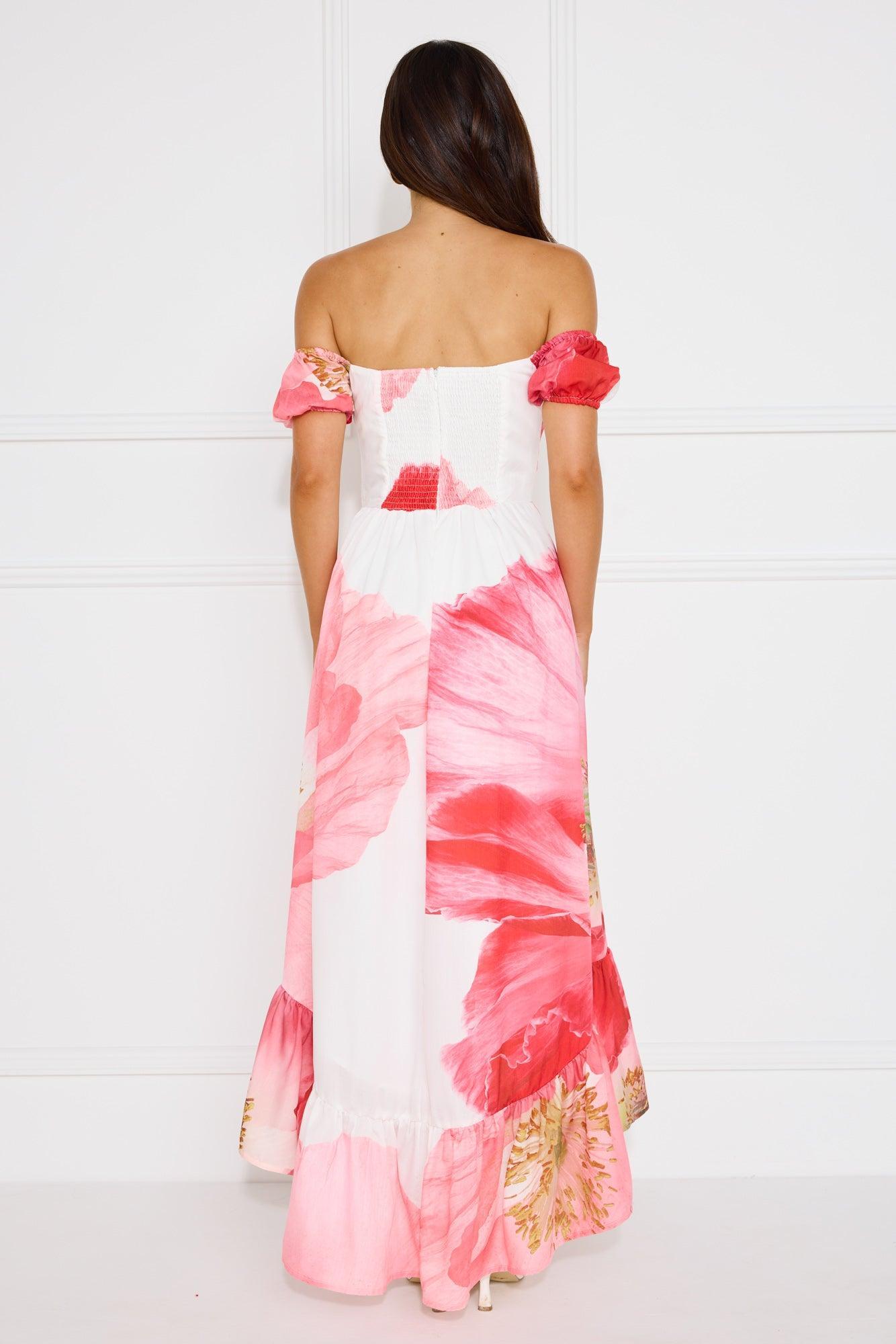 Luxe Narrative Off Shoulder Maxi Dress Pink Product Image