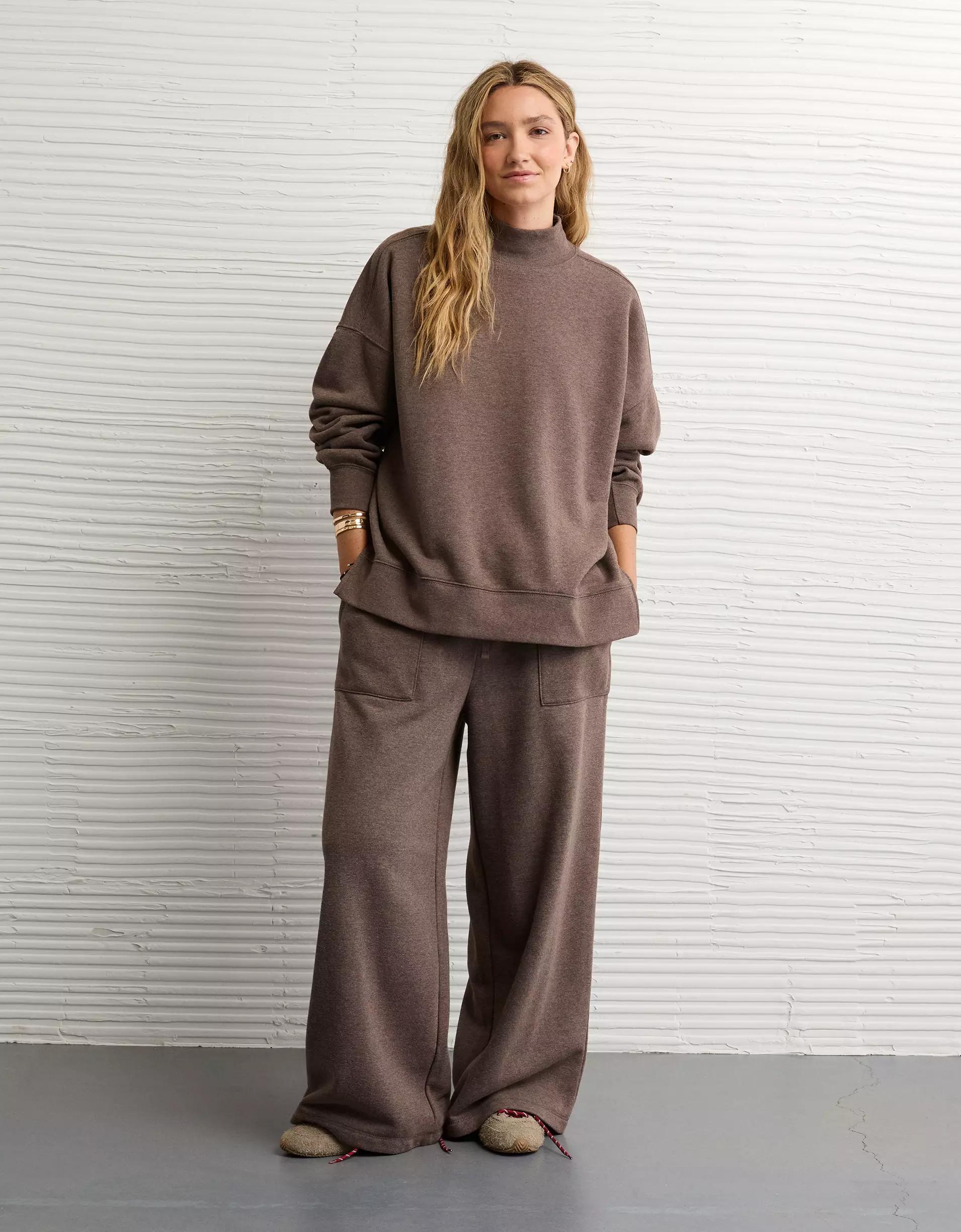 AE Everyday Luxe Oversized Mock Neck Sweatshirt Product Image