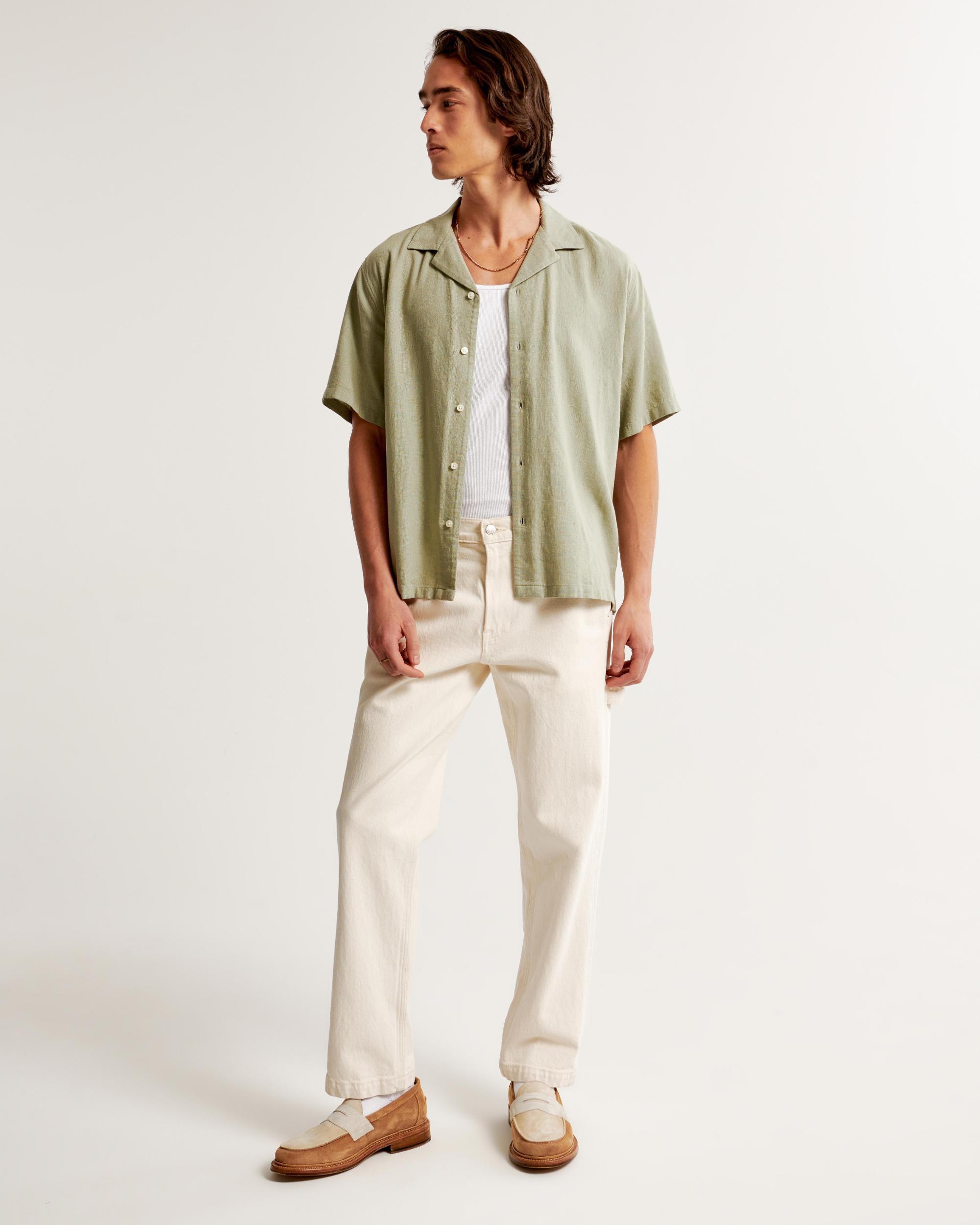 Camp Collar Linen-Blend Shirt Product Image