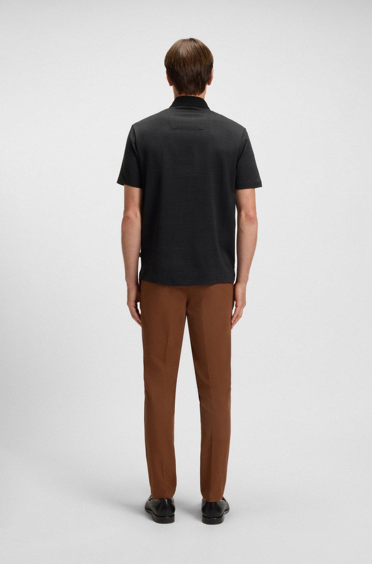 Mercerized-cotton polo shirt with grid pattern Product Image