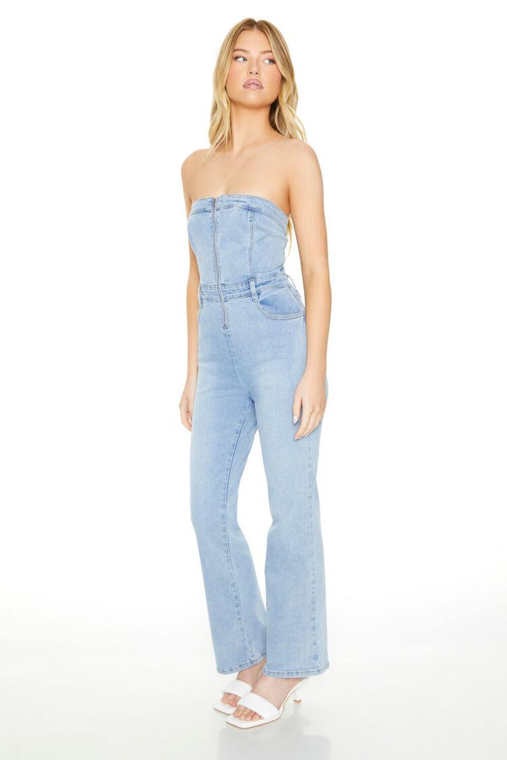 Strapless Zip-Up Denim Jumpsuit | Forever 21 Product Image