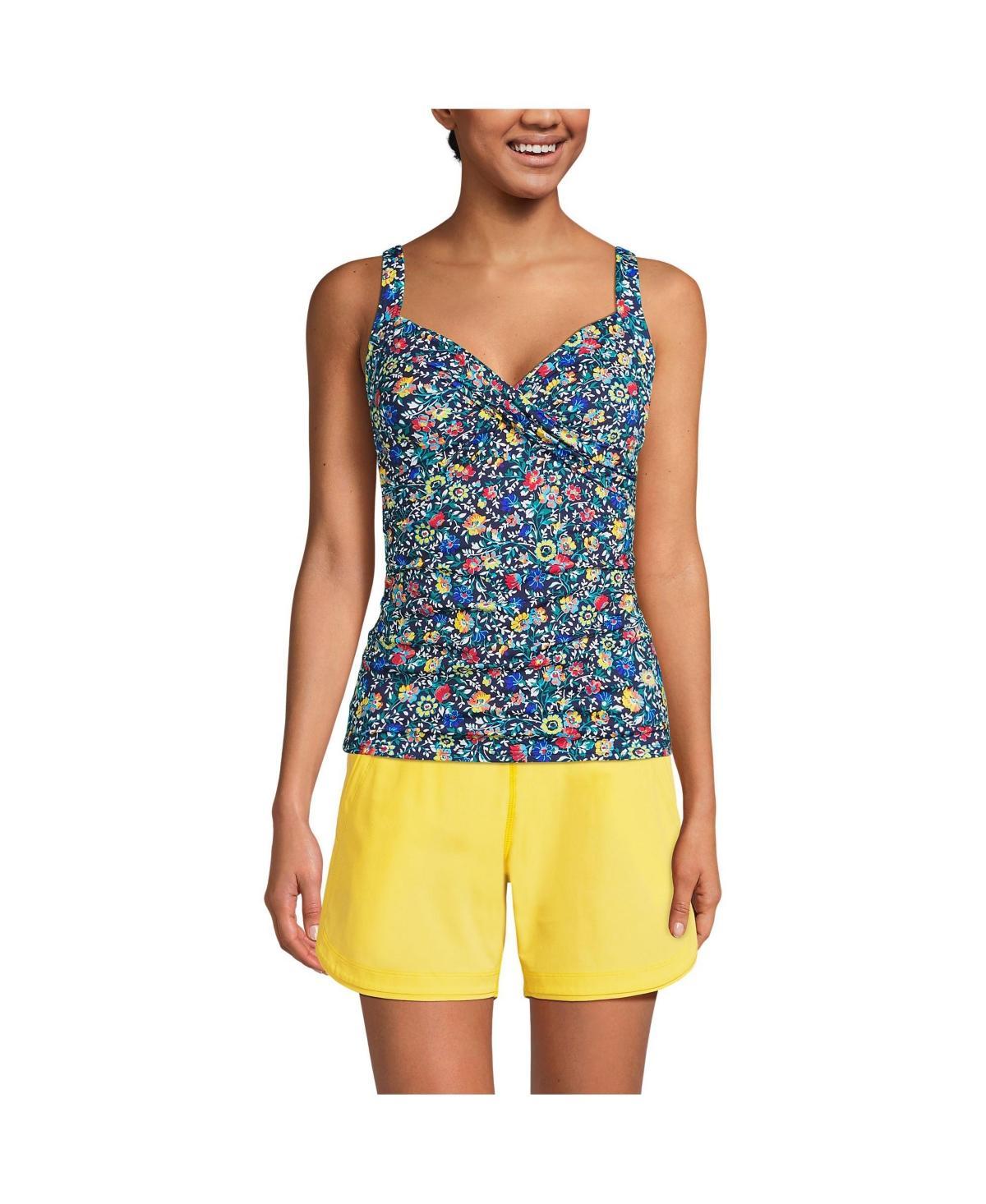 Women's Lands' End Surplice Underwire Tankini Swimsuit Top, Size: 14, Rich Brown Product Image