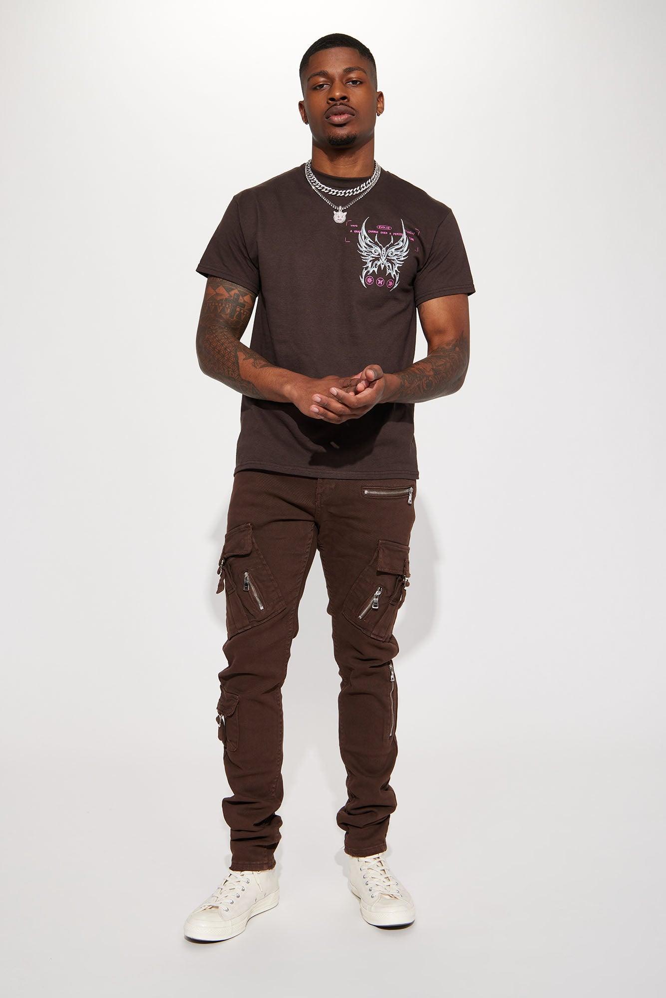 Inspect Me Cargo Stacked Skinny Jeans - Brown Product Image