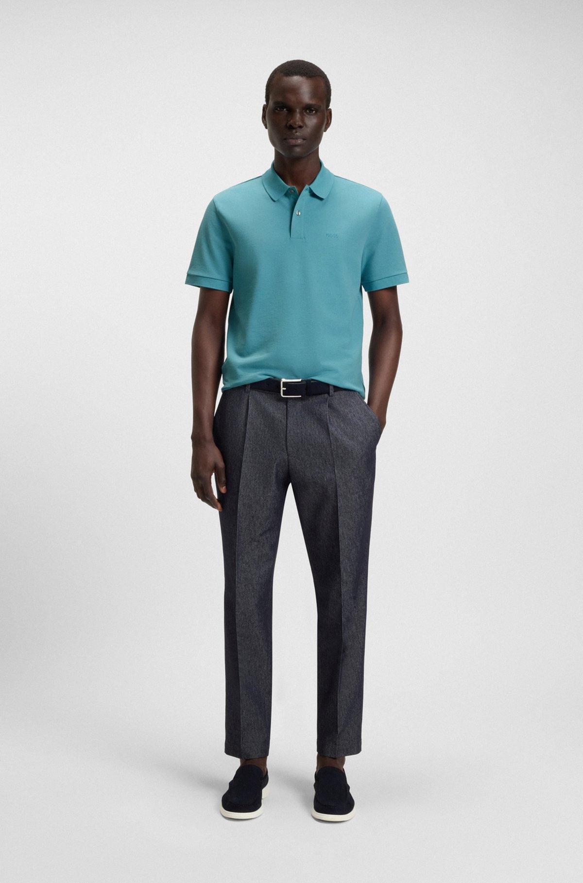 BOSS - Pallas polo shirt in cotton piqué with logo details - Light Blue Product Image