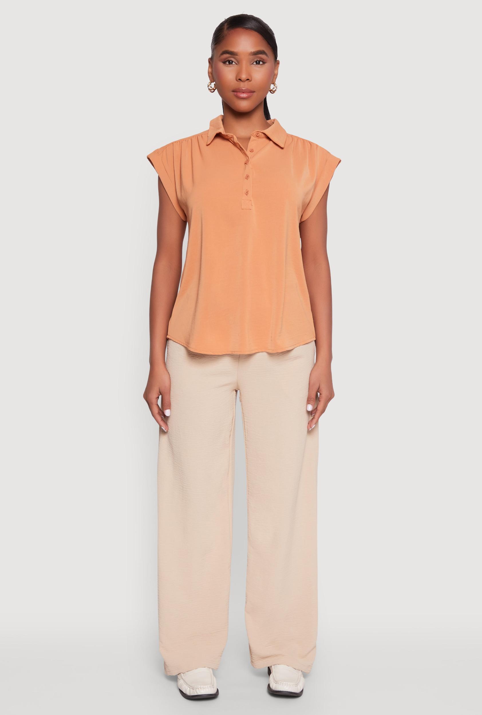 Womens Ruched Cap Sleeve Blouse Product Image