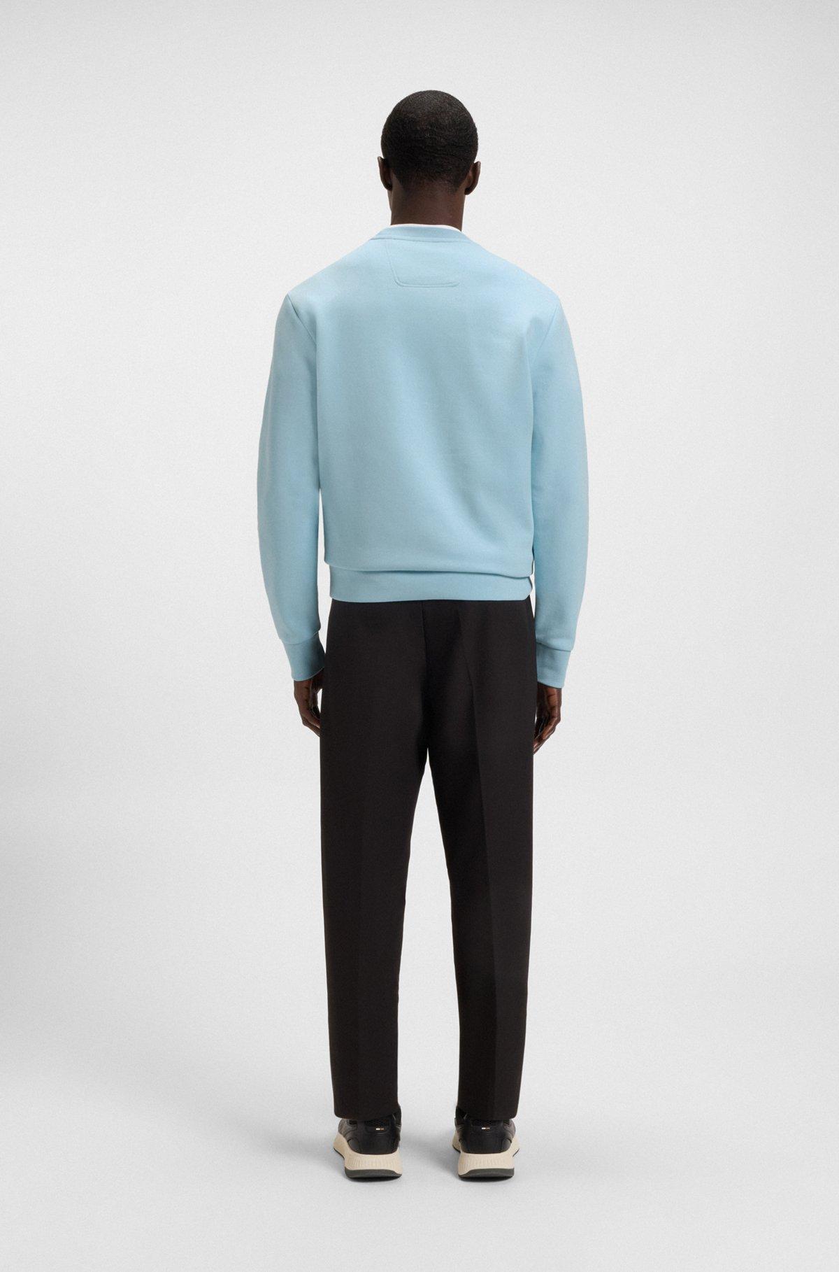 BOSS - Stretch-cotton sweatshirt with sandwich logo - Light Blue Product Image