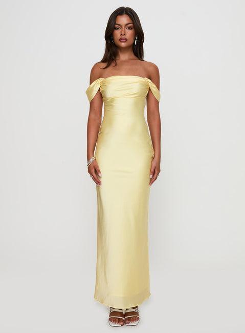 Azura Off The Shoulder Maxi Dress Yellow Product Image