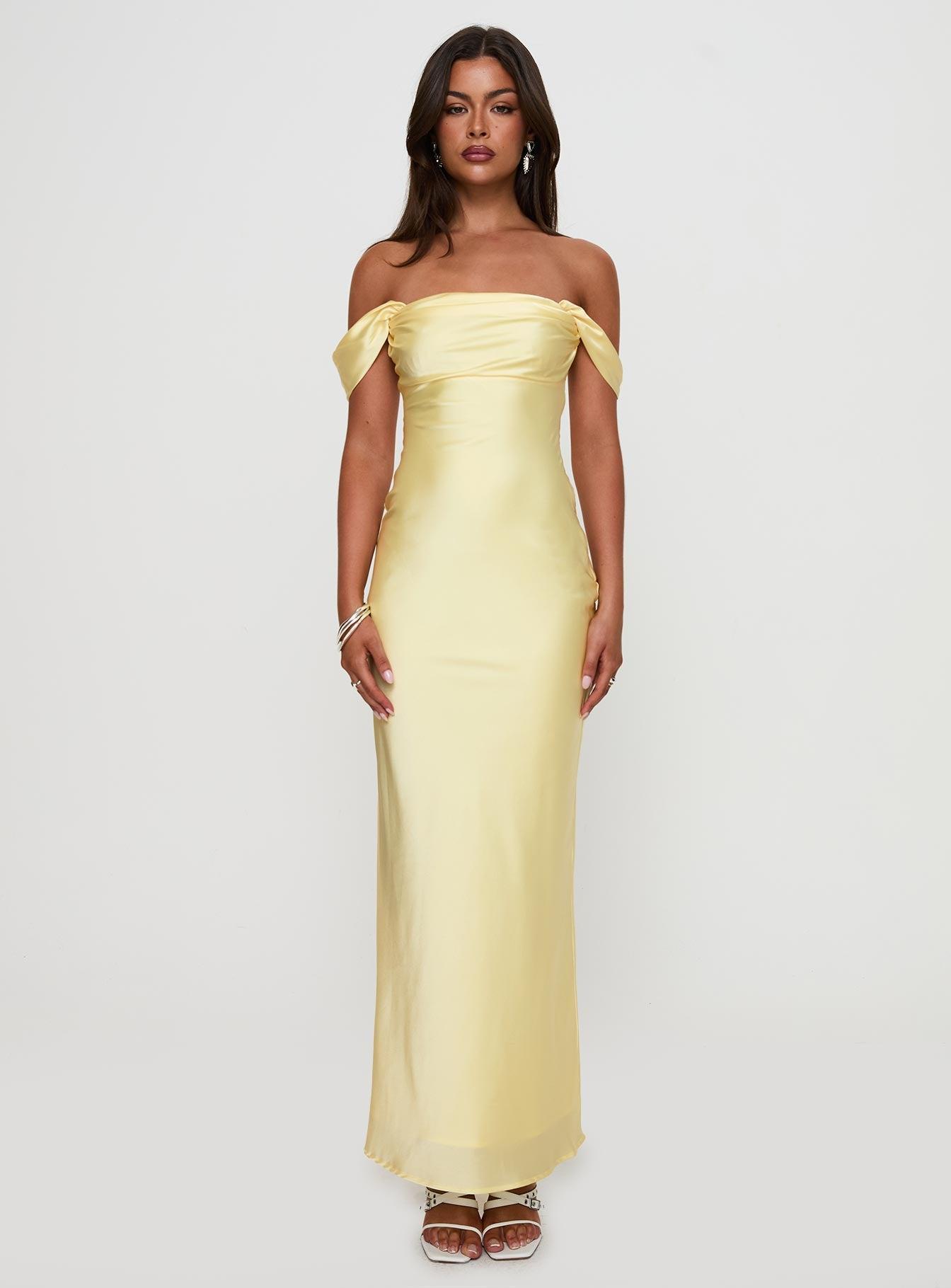 Azura Off The Shoulder Maxi Dress Yellow Product Image