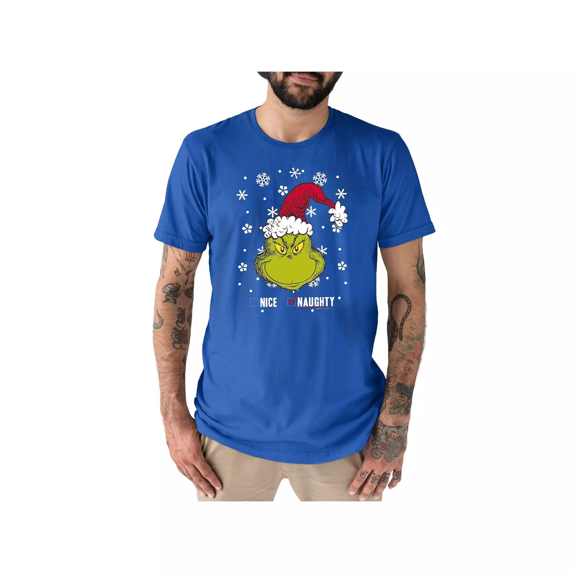 Men's Dr. Seuss The Grinch Bad Nice Tee, Size: XL, Royal Blue Product Image