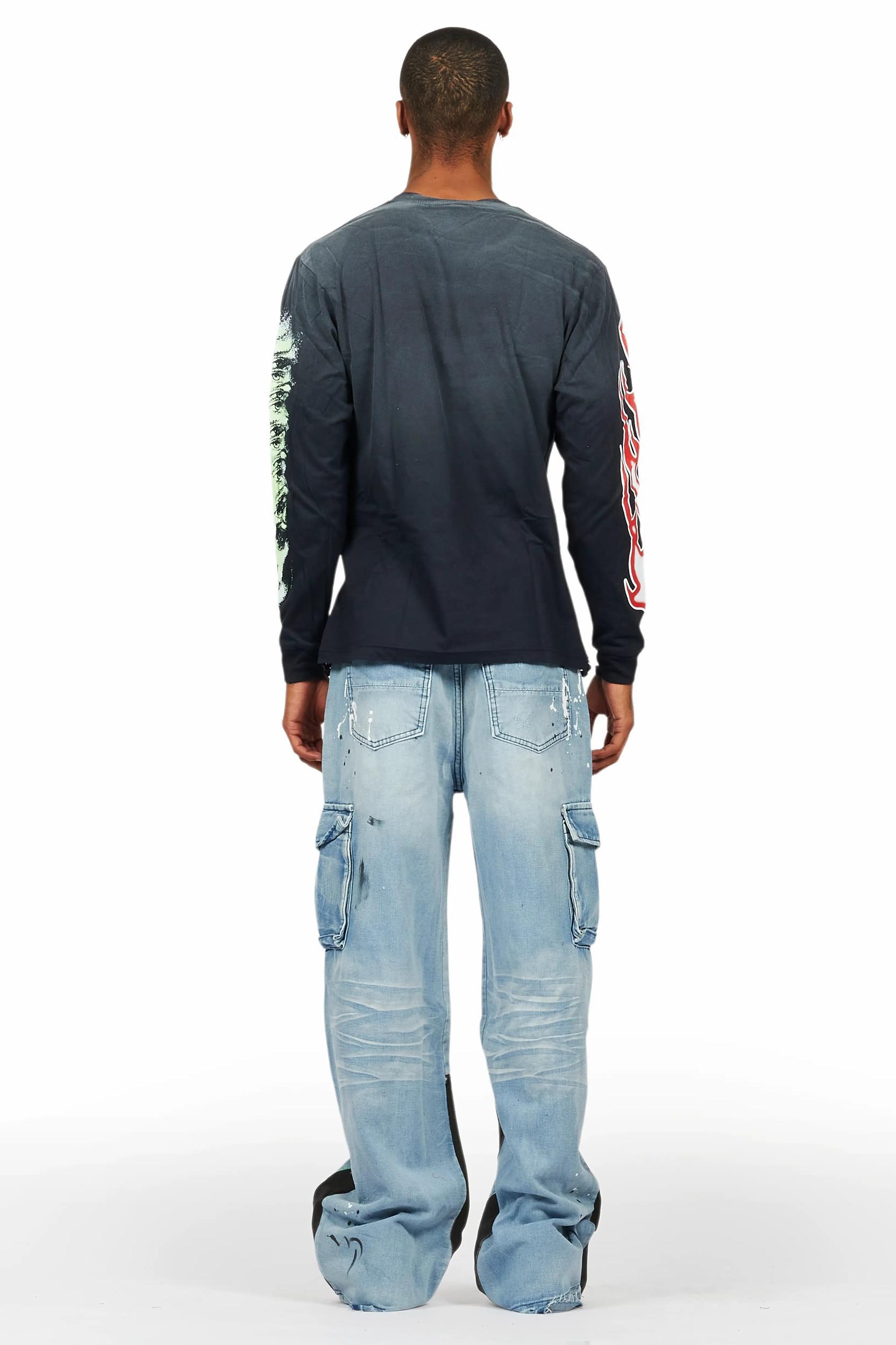 Beno Black/Blue Long Sleeve T-Shirt/Baggy Fit Jean Bundle Male Product Image