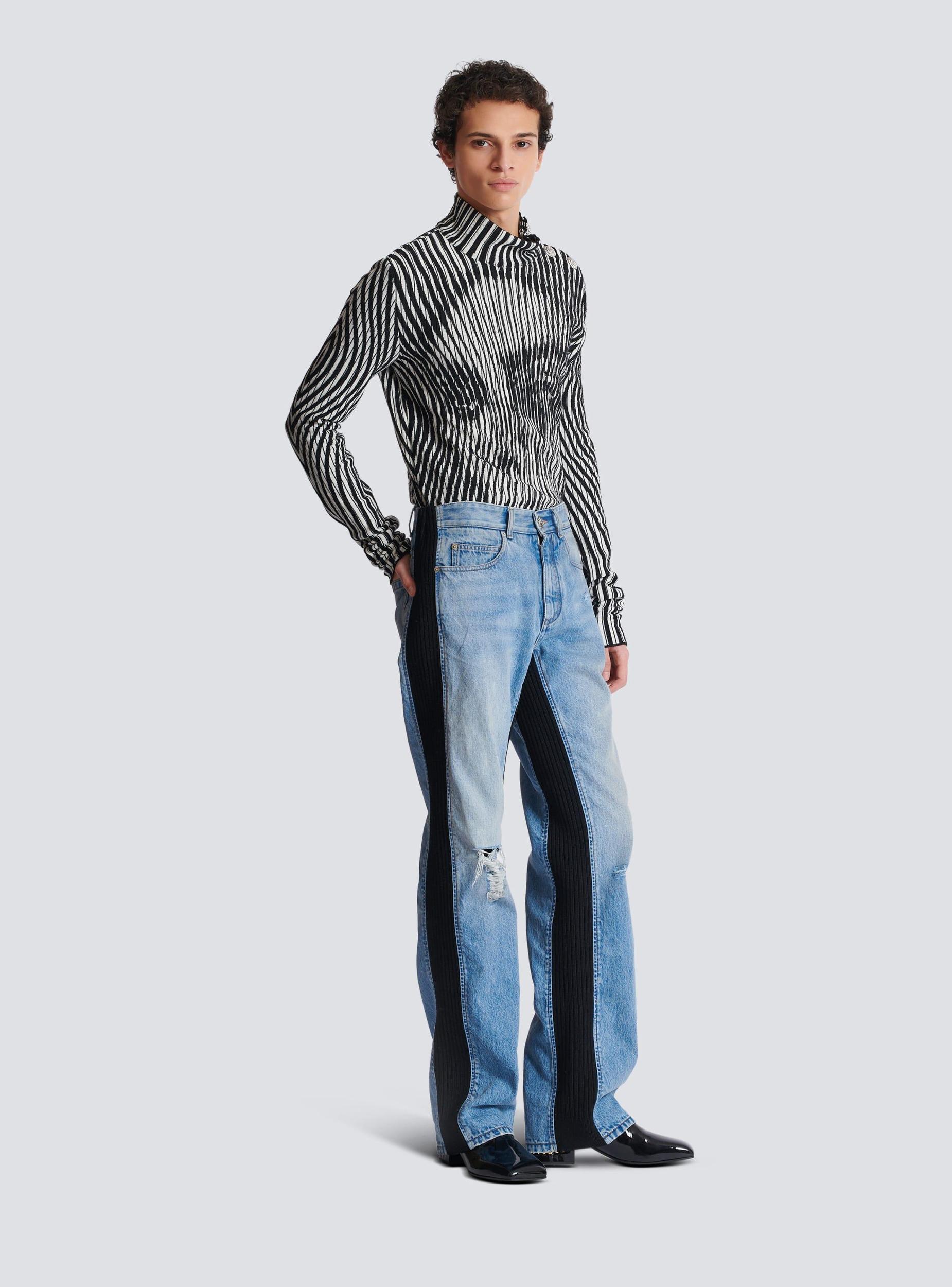 Loose-fit denim and knit jeans Product Image