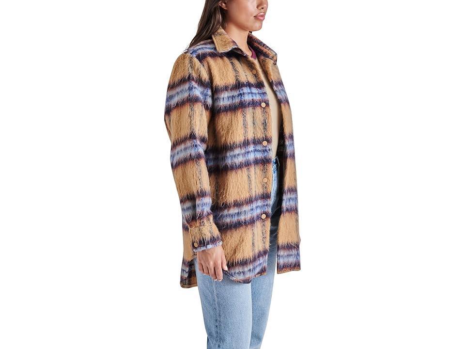 Steve Madden Eldridge Shirt Jacket (Cream Multi Plaid) Women's Clothing Product Image