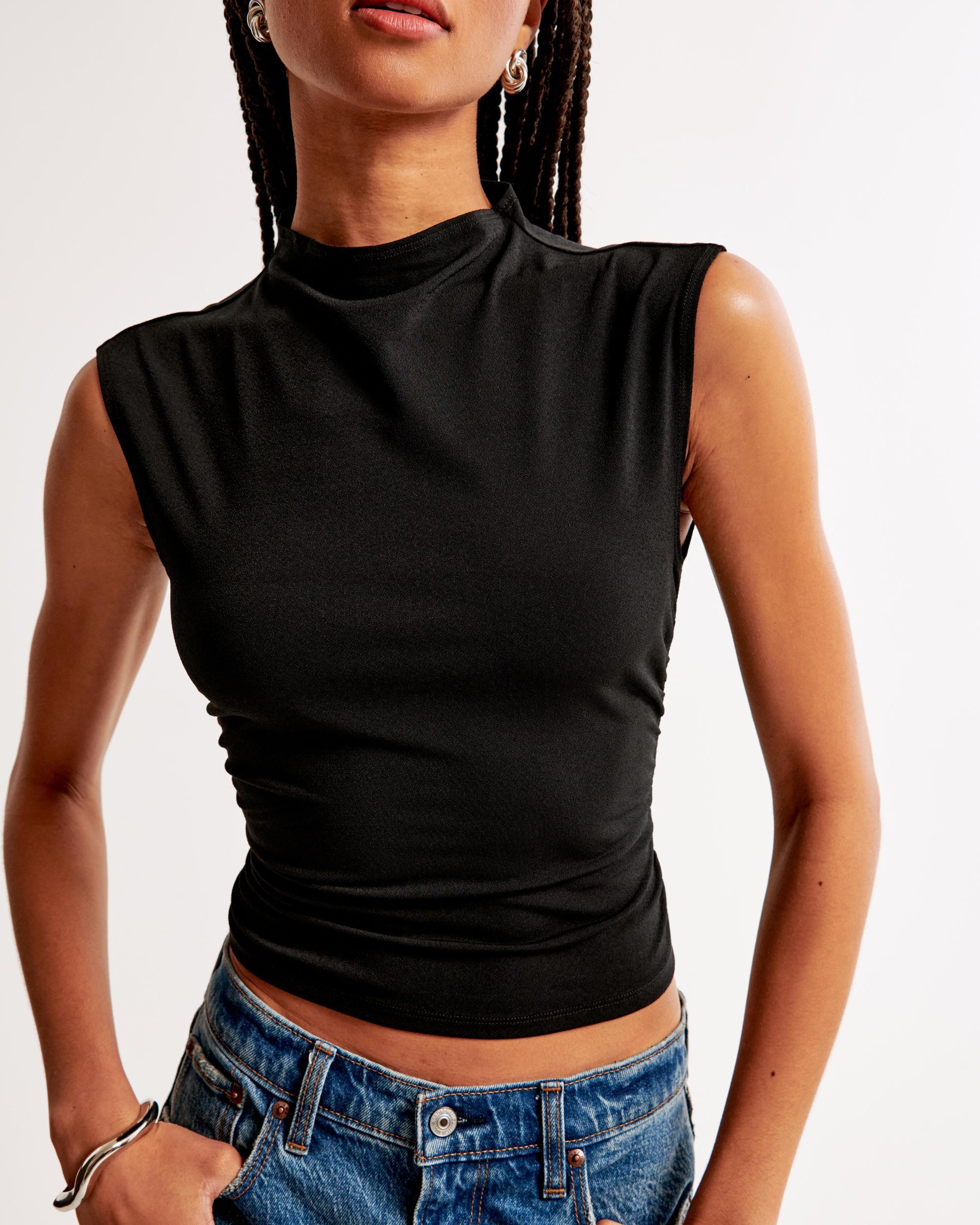 Long-Sleeve Grown-On Mockneck Top Product Image