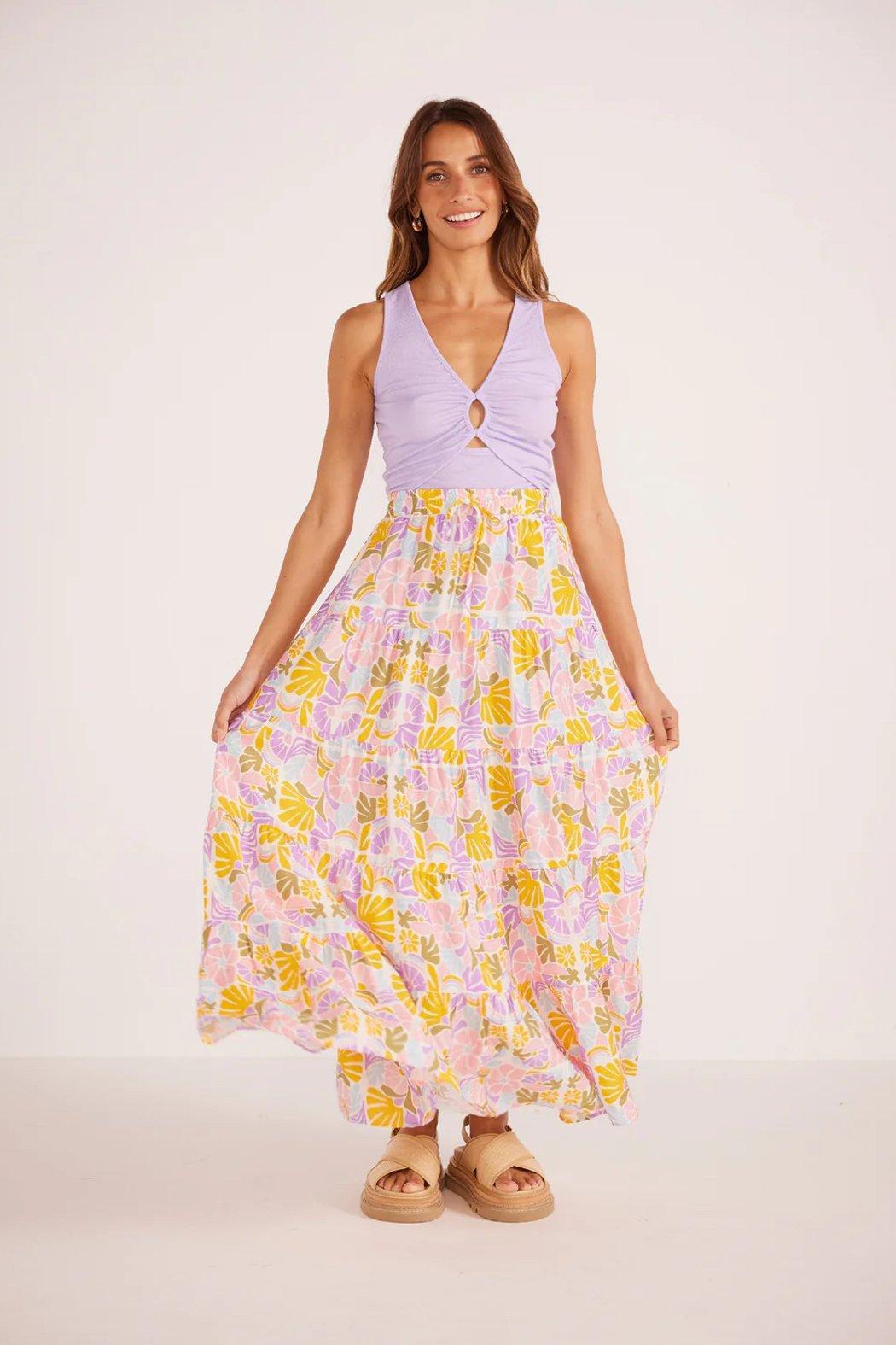 Soleil Tiered Midi Skirt Product Image