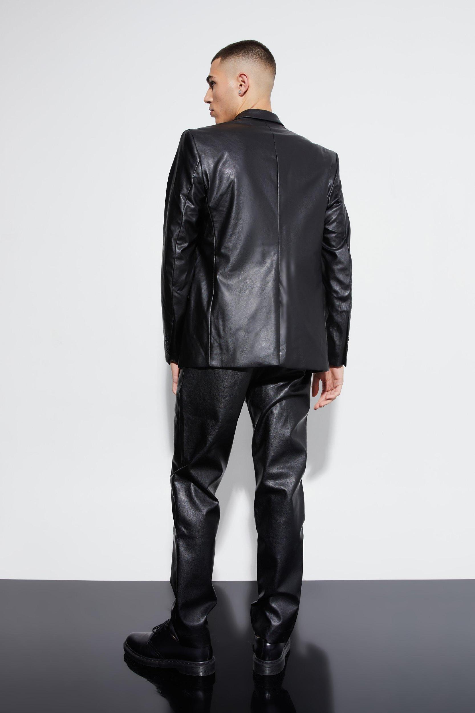 Relaxed Fit Pu Suit Jacket | boohooMAN USA Product Image