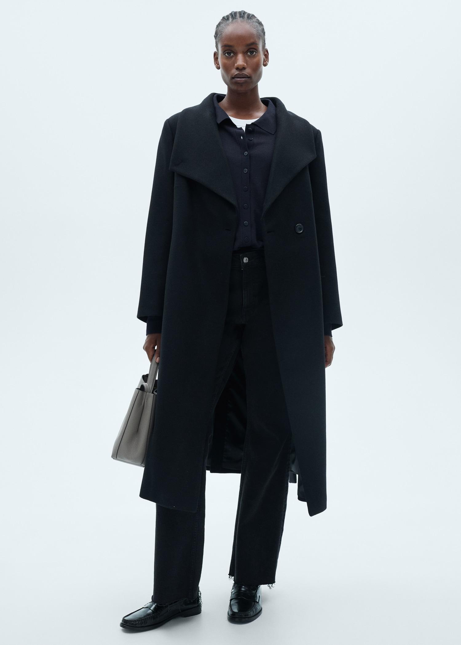 Woollen coat with belt - Women | MANGO USA Product Image
