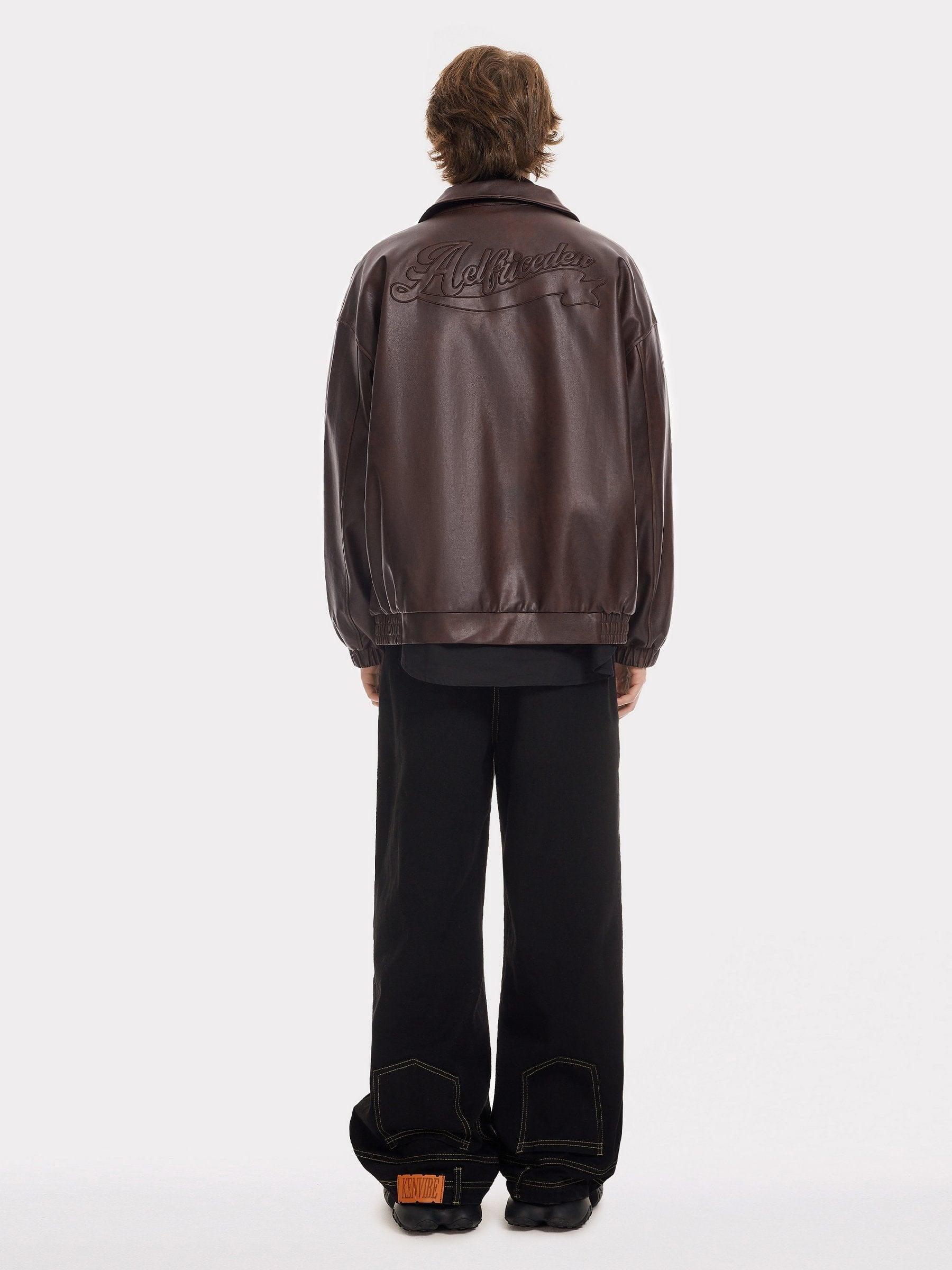 Aelfric Eden Embroidery Fold-Over Faux Leather Jacket Product Image