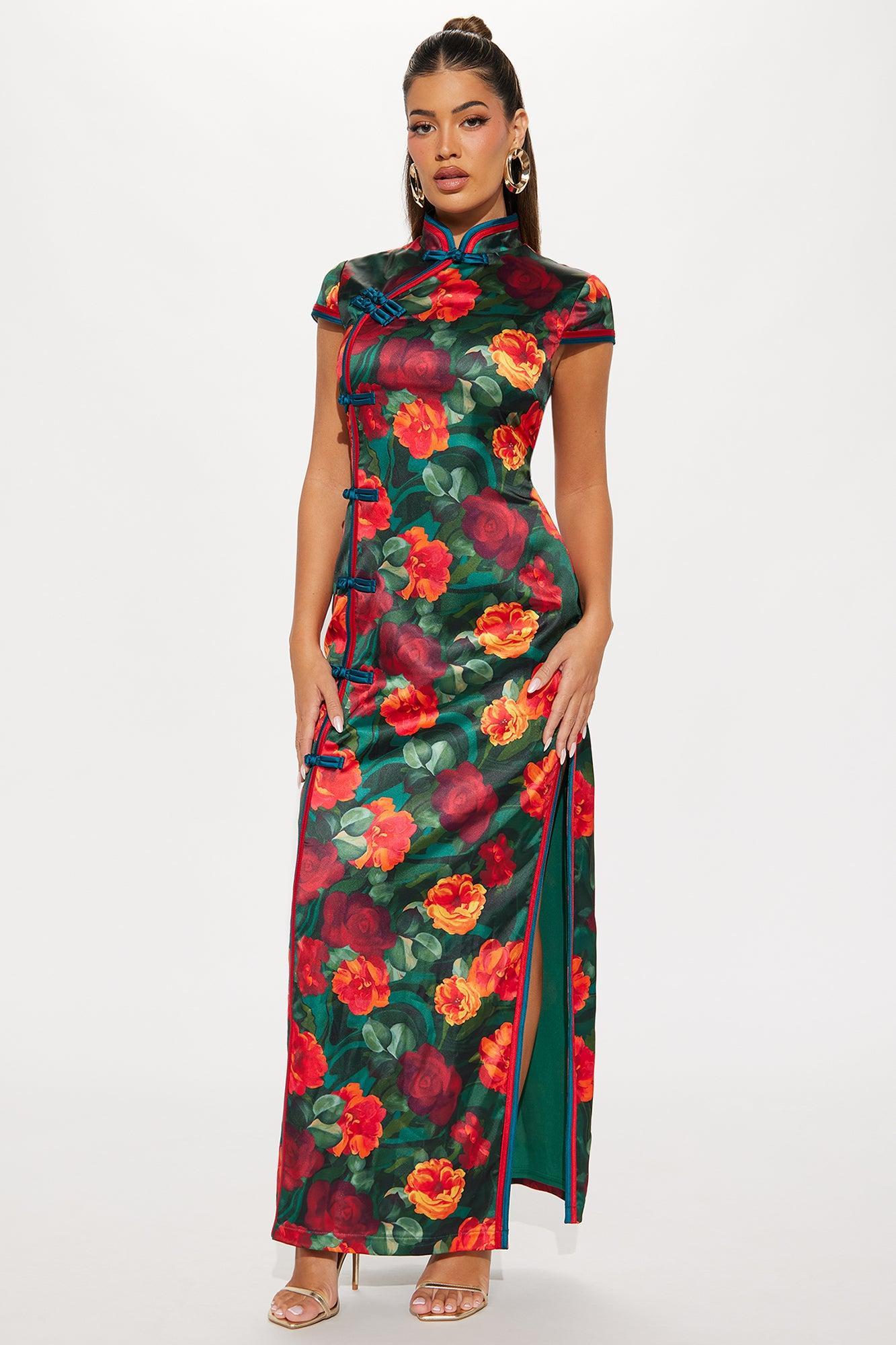 Kehlani Satin Maxi Dress - Red/combo Product Image