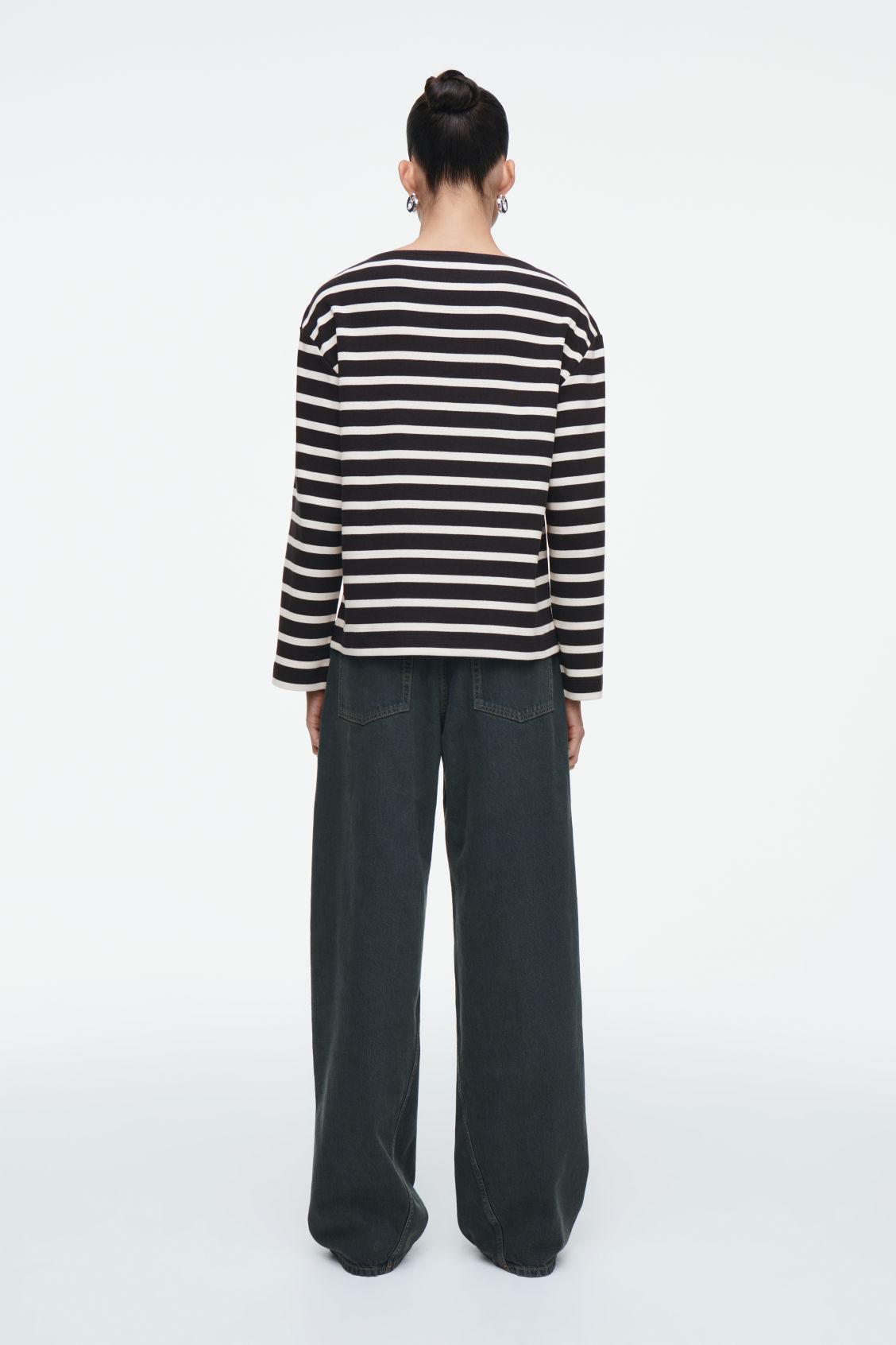 STRIPED BOAT-NECK TOP Product Image